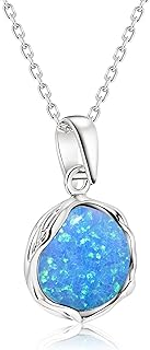 925 Sterling Silver Gemstone Necklace Women - Gemstone Pendant Necklace Silver- Birthstone Necklace - Silver Jewelry for Women- Minimalist Jewelry- Birthstone Necklaces