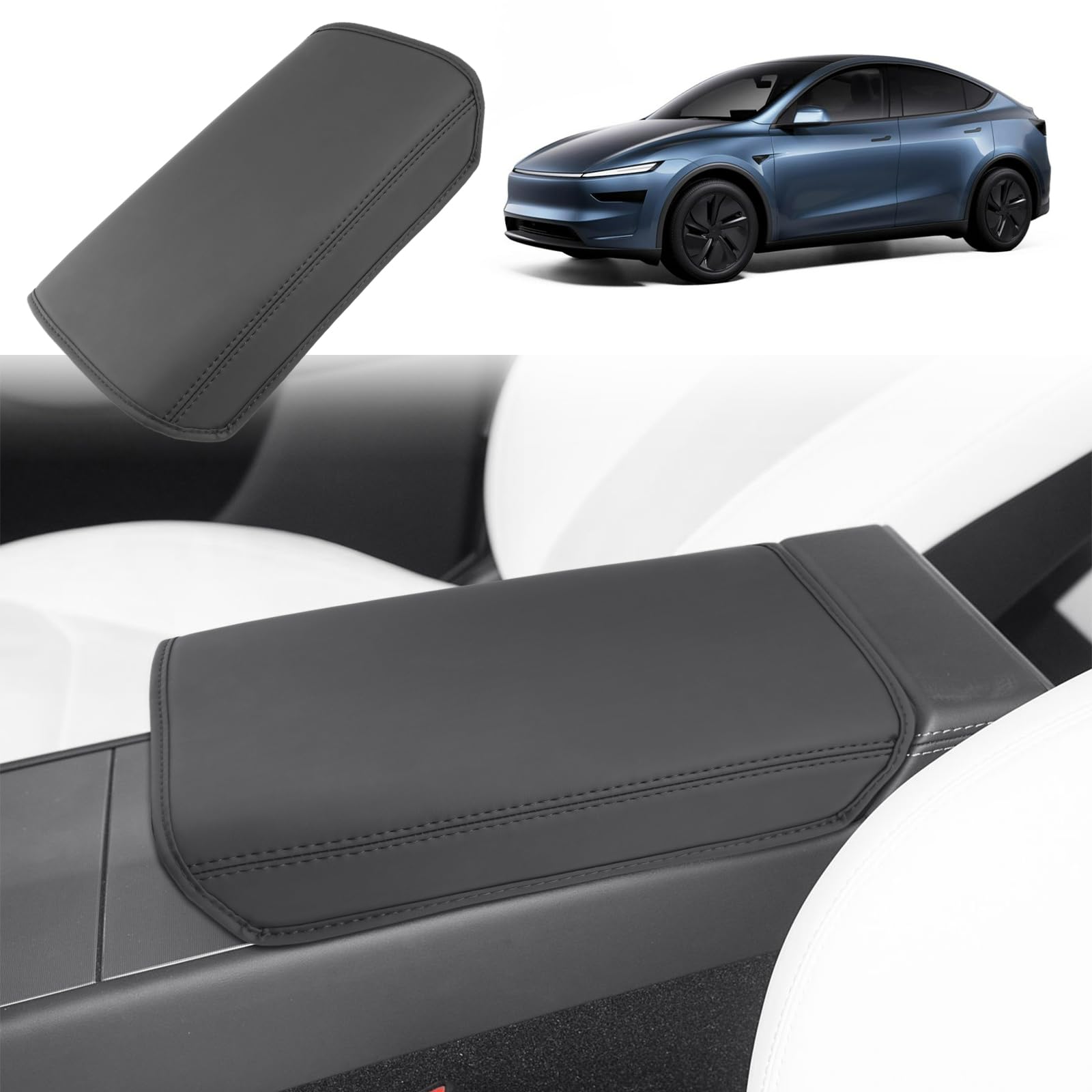 GAFAT Nuovo Tesla Model Y Juniper 2025 2026 Copertura Bracciolo Console Centrale, Tesla Model Y 2025 Braccioli Protezione PU Microfibra Pelle Imbottiture, 2026 Tesla Model Y Accessori 2025 (Nero)