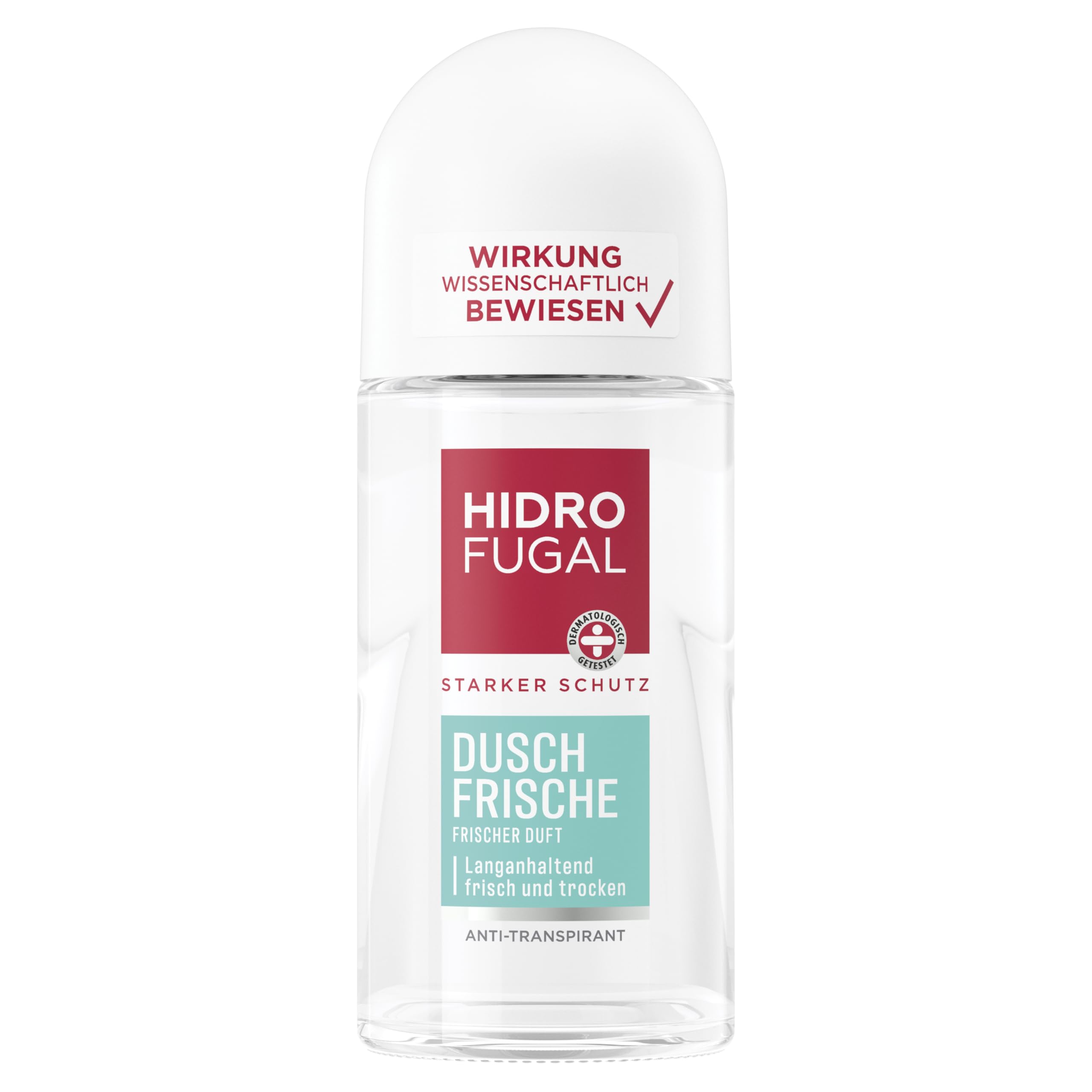 Hidrofugal Dusch-Frische Roll-on (50 ml), starker Anti-Transpirant Schutz mit angenehm frischem Duft, Deo für starken Schutz ohne Ethylalkohol