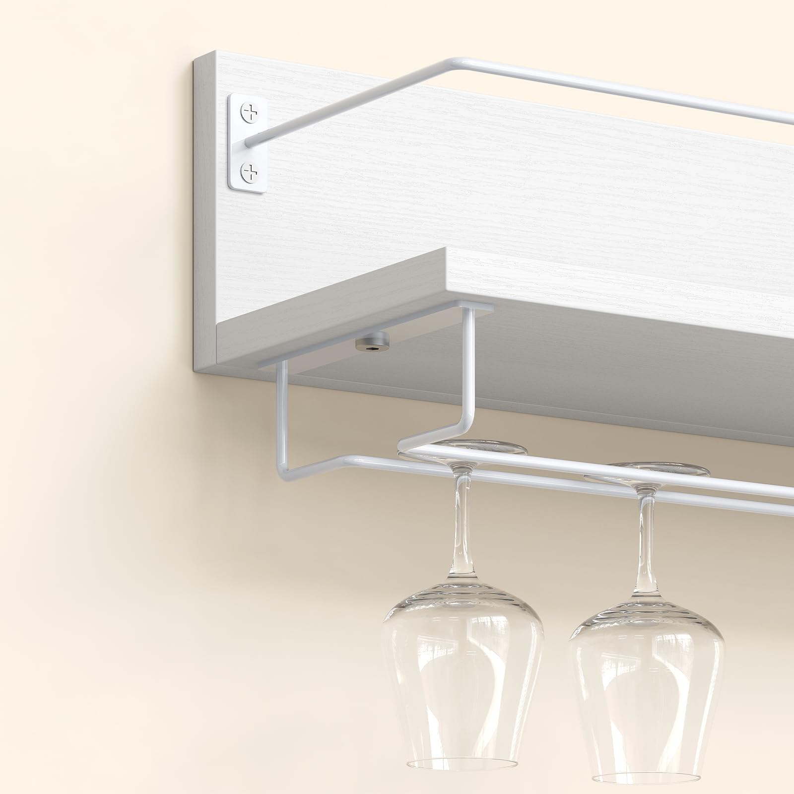 HOOBRO Botellero para Vino de Pared de 2 Piezas, Botellero Colgante para Salón, Comedor, Cocina, Blanco EWW28BJ01