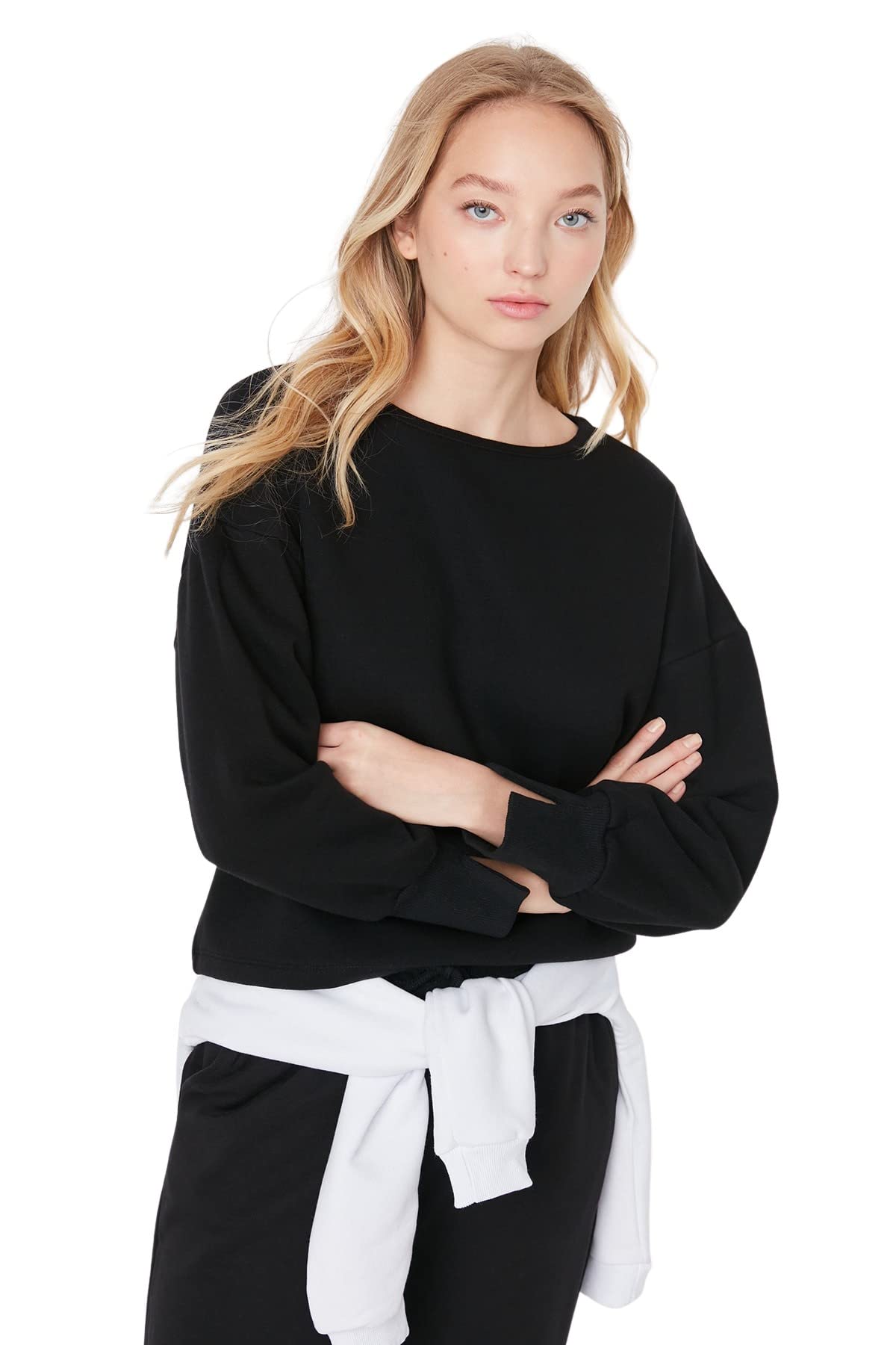 Trendyol, Regular Standard Sweatshirt, Black, XS