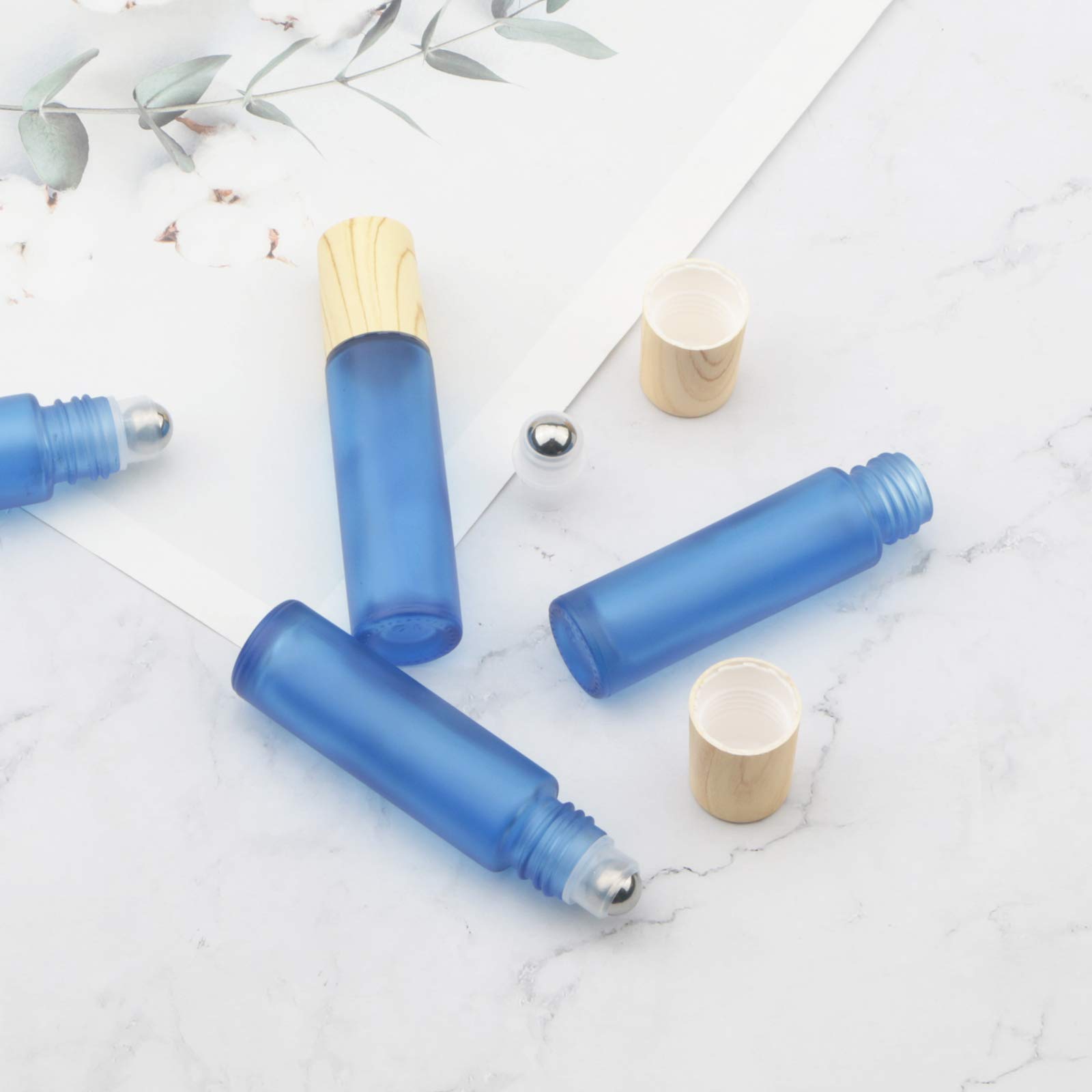 10 Stück Glas-Rollerflaschen Für ätherische Öle – Nachfüllbar, Mit Edelstahlkugel, Blau