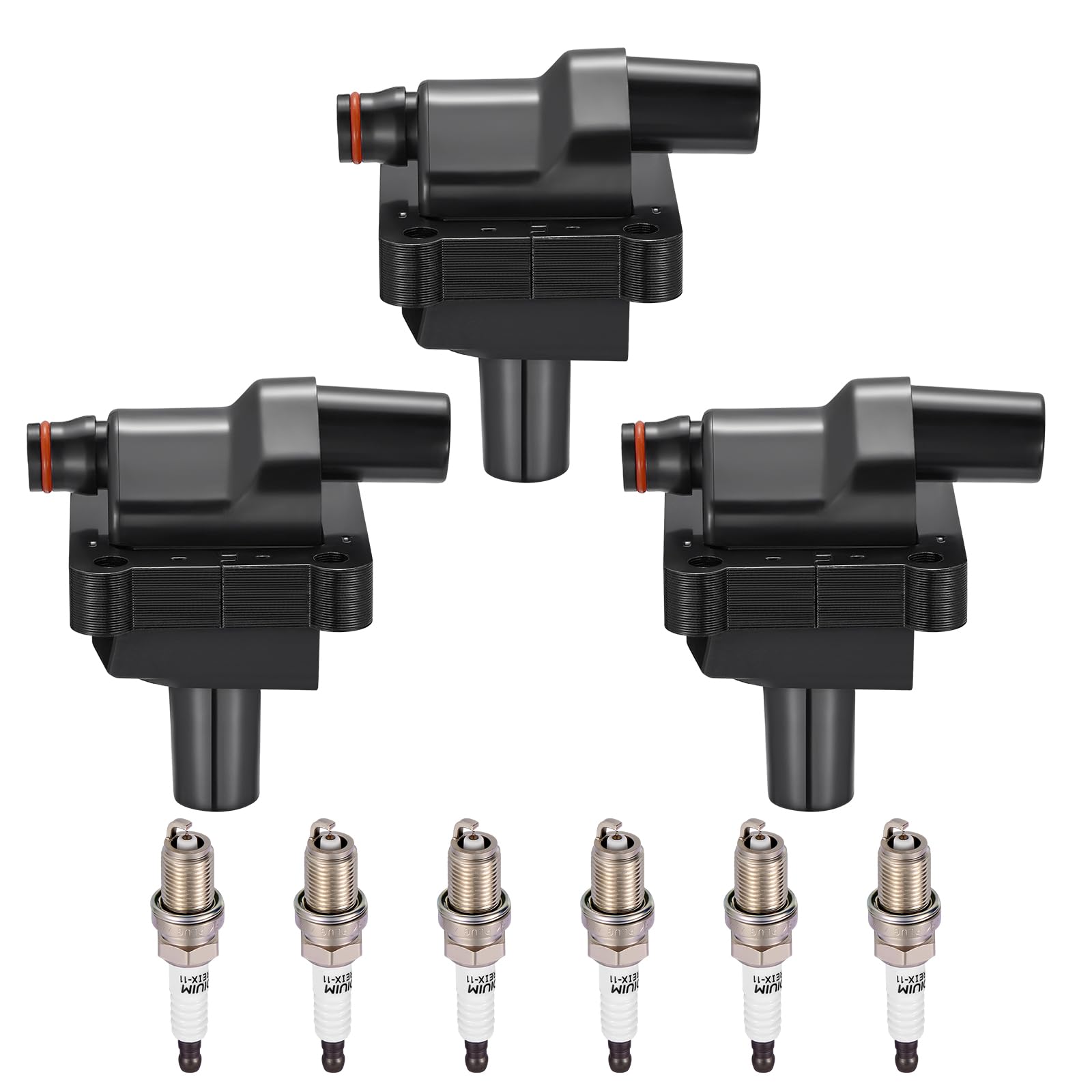 3-Pack UF137 Ignition Coils &amp; 6-Pack 6341 Spark Plugs Kit Compatible with Mercedes-Benz C280 1994-1997, C36 AMG 1995-1997, E320 1994-1997, S320 SL320 1994-1996, 300CE 300E 300TE 1993