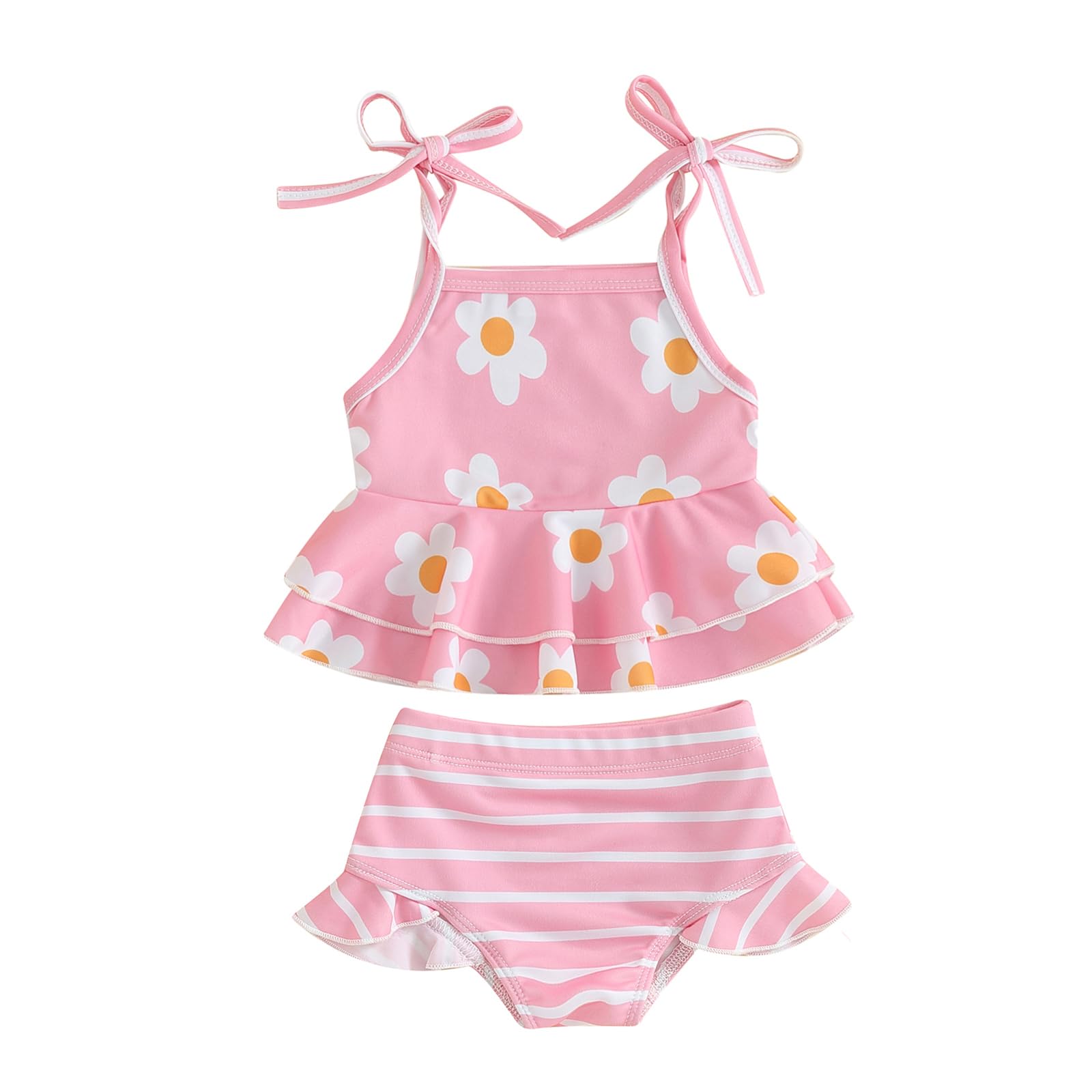 DNOMAID YZARCToddler Baby Girl Swimsuit 2 Piece Floral Sleeveless Strap Ruffle Bikini Set Swimwear Summer Beach Bathing Suit