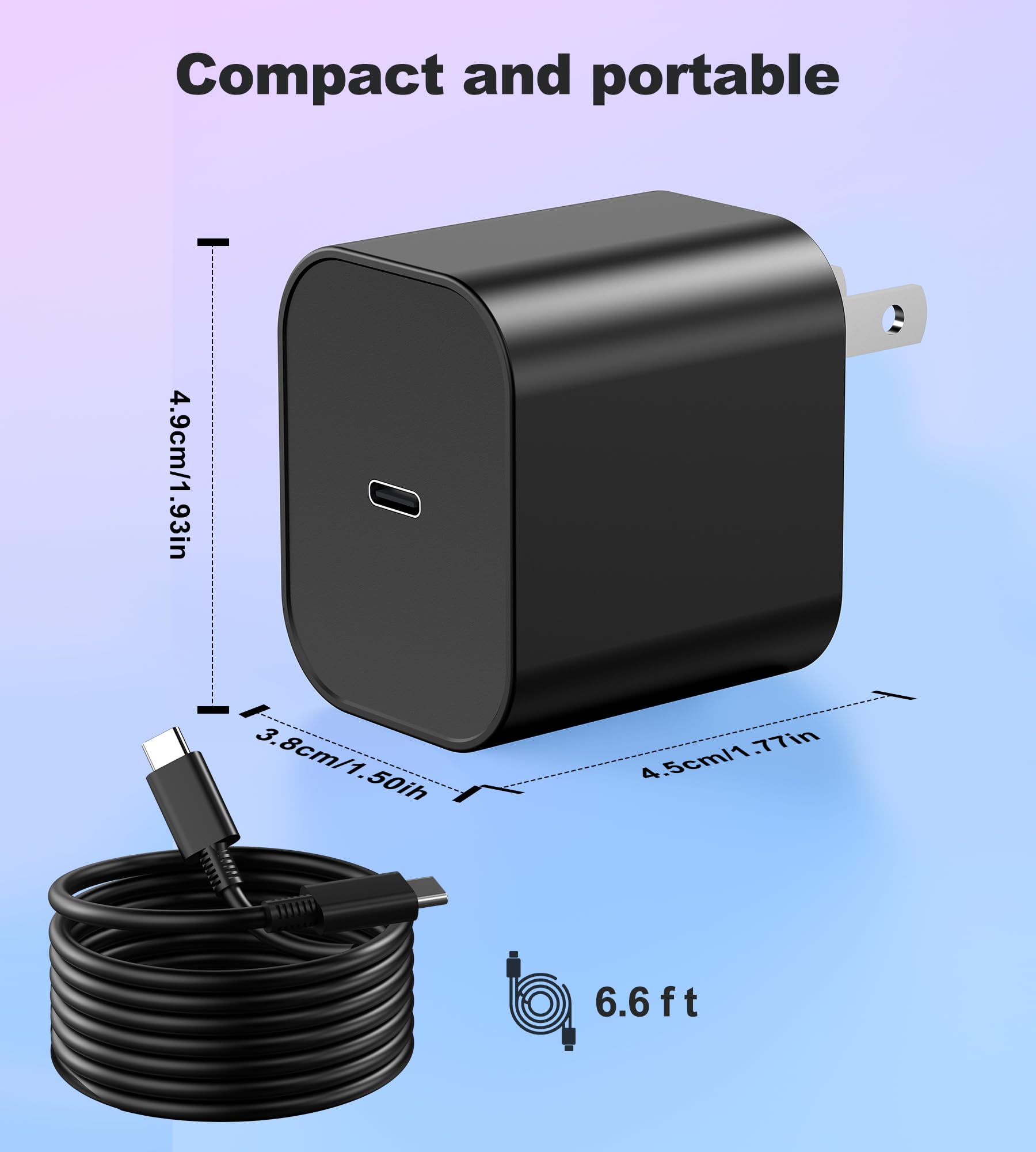 65W USB-C Fast Charger for Nintendo Switch 2/1/OLED/Lite & Steam Deck/OLED, 6.6FT Cable PD3.0 GaN Tech, Original Quality Replacement Switch 2 AC Adapter, Supports 4K TV Mode, for Xbox X Controller