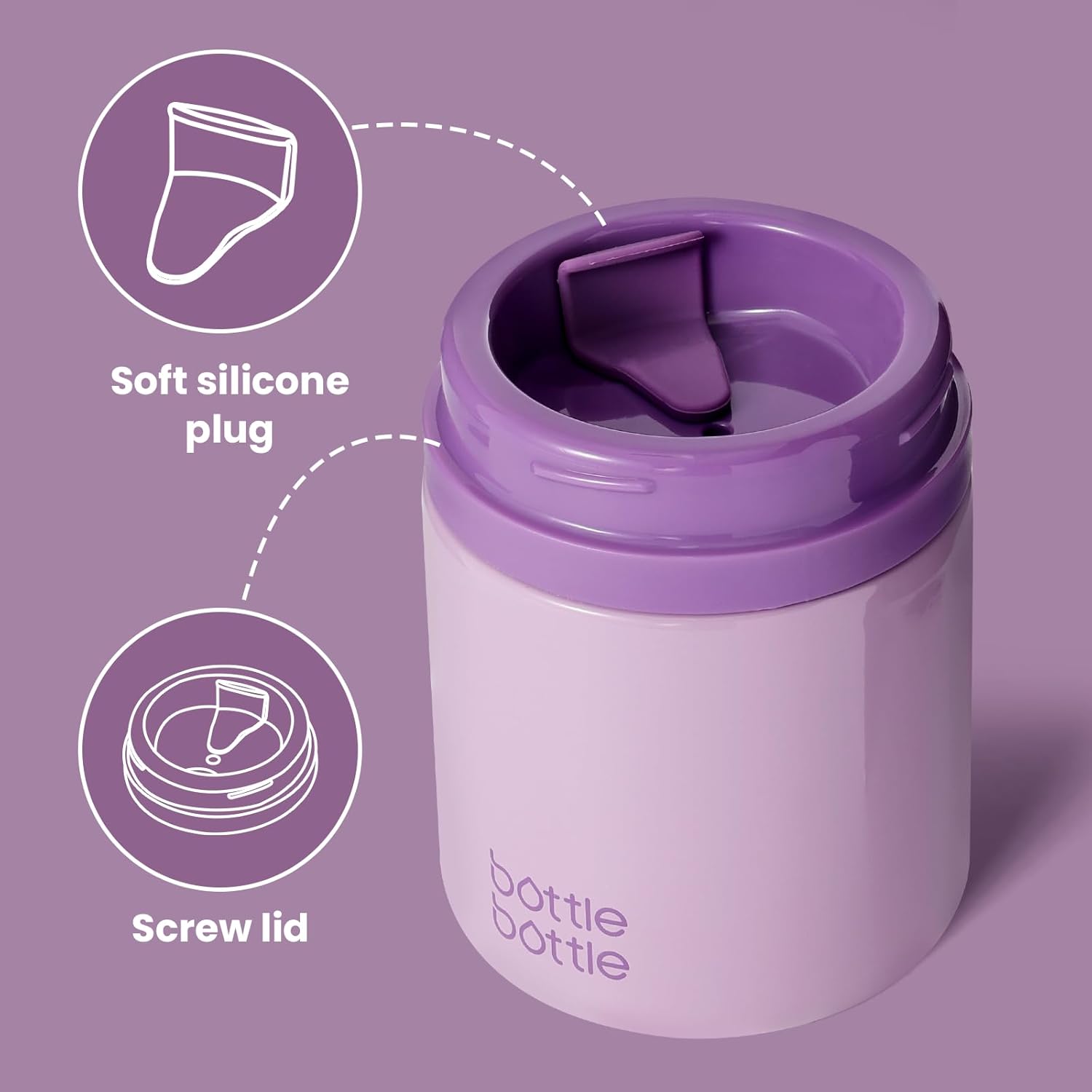 BOTTLE BOTTLE Stainless Steel Tumblers with Handle, Insulated Tumblers with 2 Lids, 22oz 2IN1 Coffee Cup for Home Office and Party, Travel Cups for Woman and Man as Gifts(Purple) - Image 6