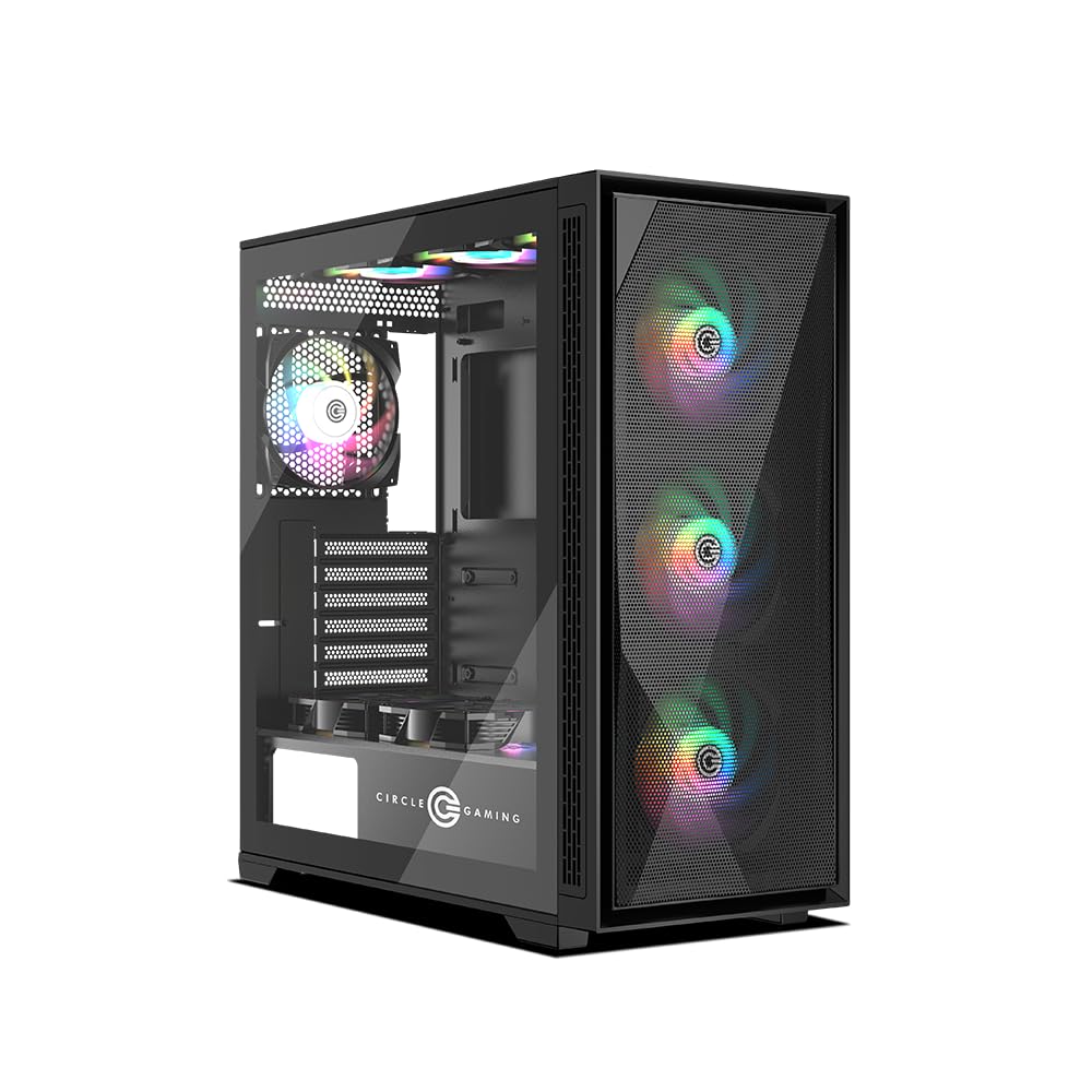 CIRCLE FURIOUS MESH 360 ARGB Mid- Tower Computer Case | Gaming Cabinet - Black | Support ATX, M-ATX, ITX | Pre- Installed 3 x 120mm Front and 1 x 120mm Rear ARGB Fans (B0D29GWJNL) Amazon Price History, Amazon Price Tracker