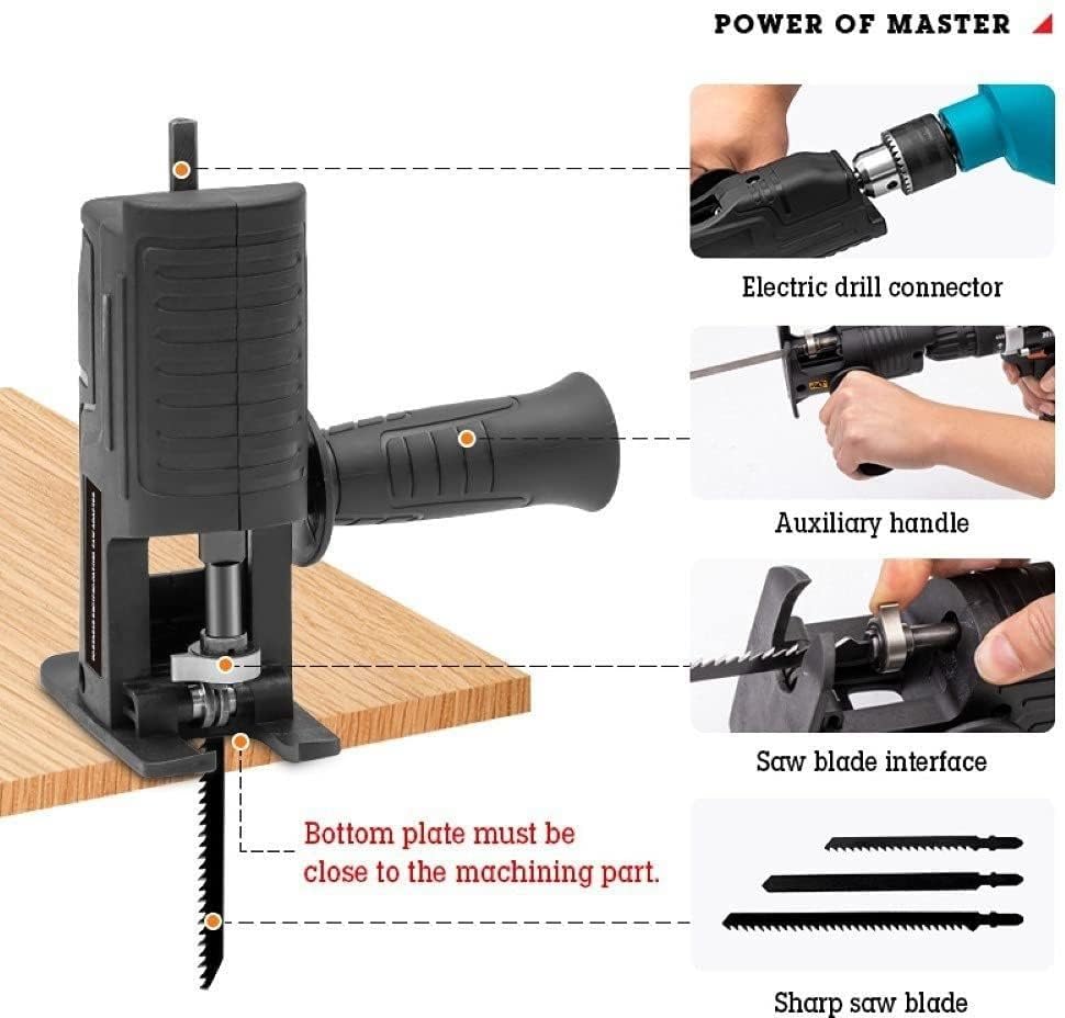Image of Inditrust Electric Drill Modified Reciprocating Saw Attachment - Portable Saber /Jig Saw Converter with Cordless Adapter Set | Wood & Metal Cutting Tool