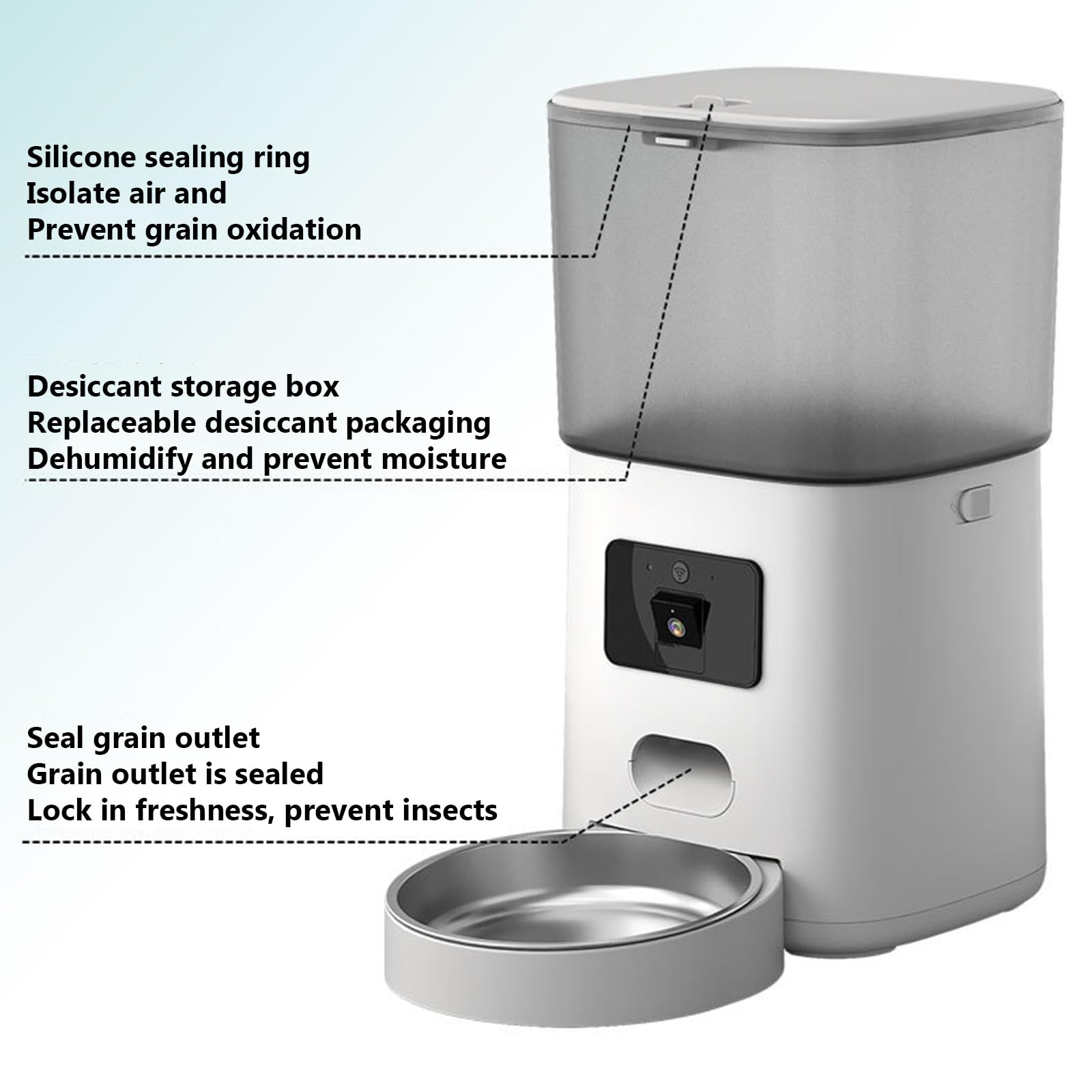 6L Distributore Automatico Cibo Gatti con Telecamera, 5G/2.4G WiFi Dispenser Cibo Gatti Collegare App, Doppia Alimentazione, 1-12 Pasti al Giorno, Ciotola in Acciaio Inox 304
