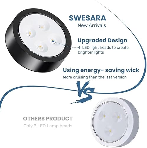 Miniatura 2 de swesara Stick on Lights with Remote Shelf Lights Battery Operated Push Lights Small Led Bookshelf Lights Above Cabinet Lighting 2 Pack Black