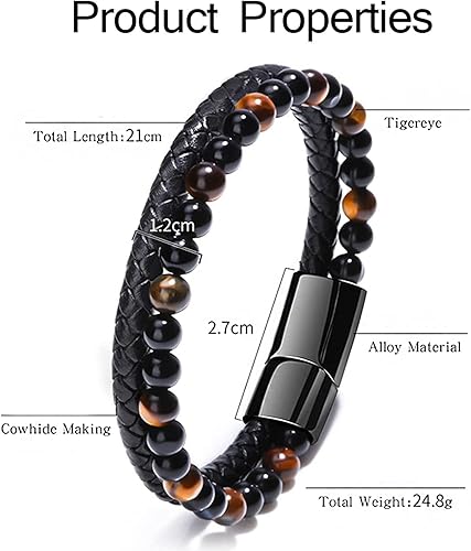 Miniatura 5 de TANGERINR Humanic Pro MAXHematie - Pulseras de cuentas Humanic Trio MAXHematie para pérdida de peso para hombres pulsera de roca de lava con piedras