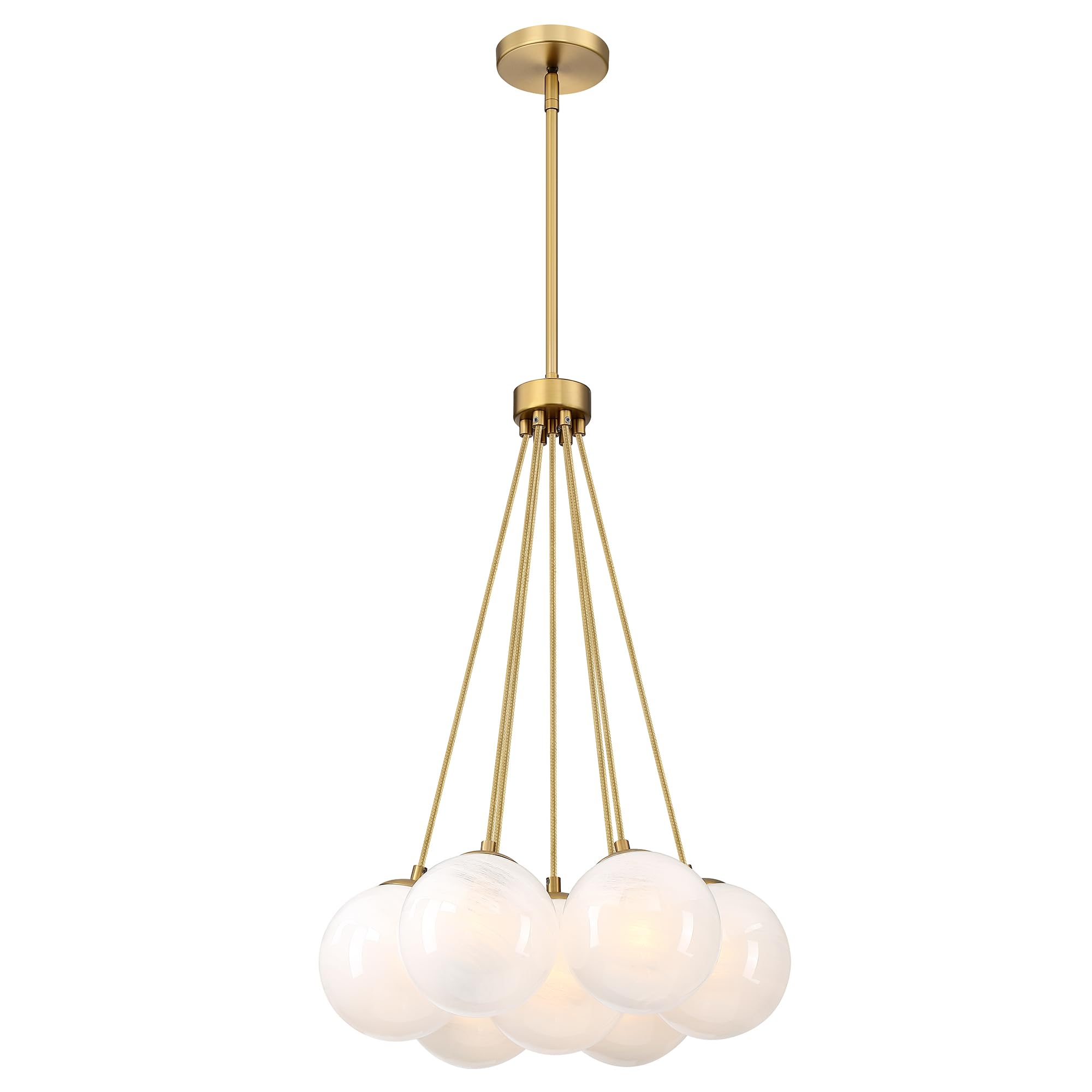 Triacas Modern Globe Chandelier Milky Glass Shade Gold Sputnik Ceiling Light Fixture, Mid Century Bubble Dining Room Pendant Light, Hanging Island