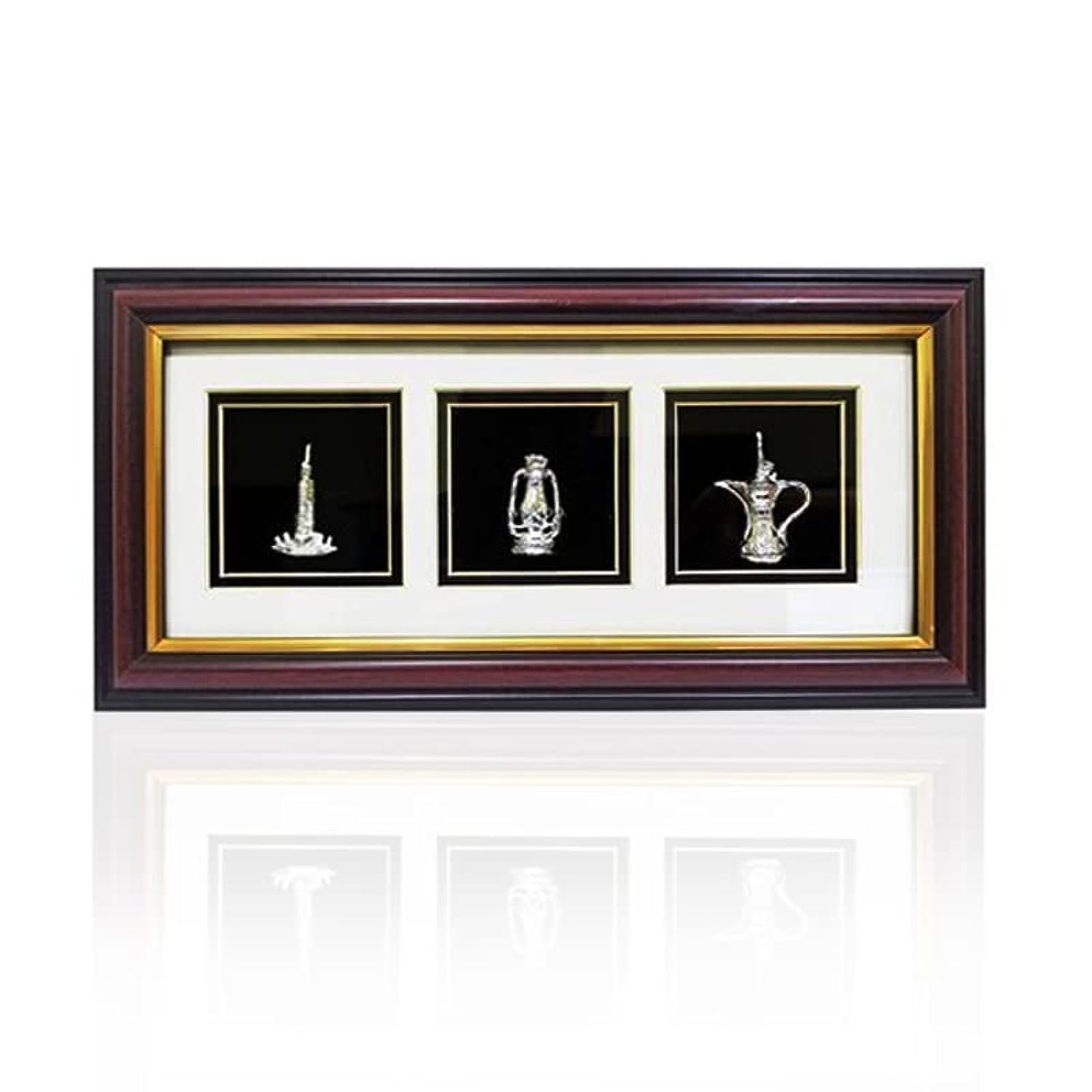 ajooba Dubai Souvenir 3 House Metal Wooden Frame