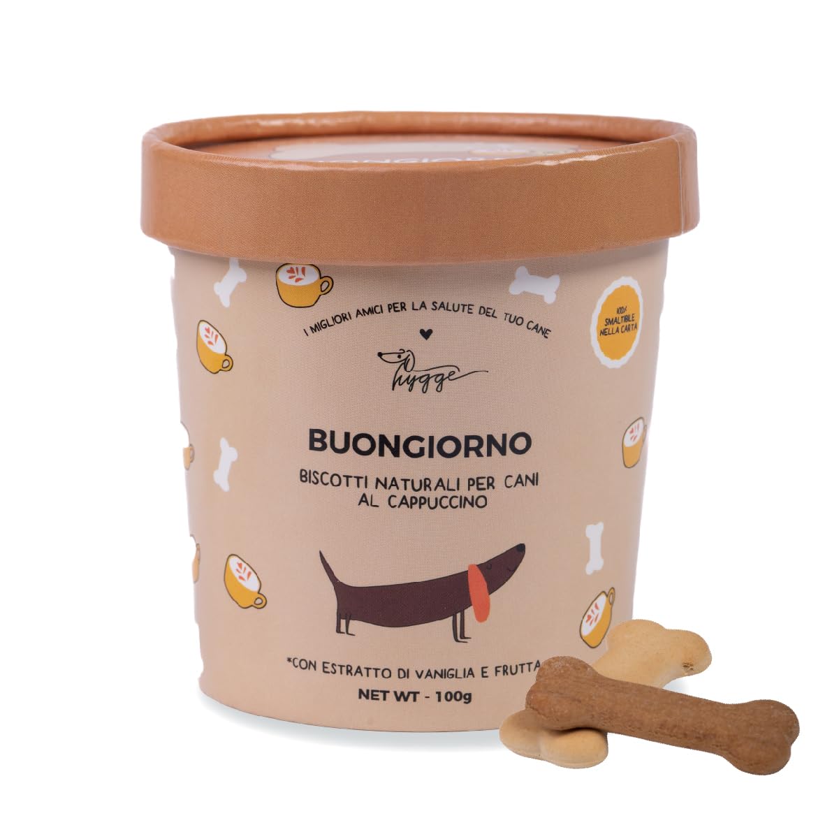 Hygge Dog® Galletas Buenos Días: Galletas para Perros Naturales de Vainilla Cappuccino para Desayuno | Snack Perro Ideal para adiestramiento, para Todos los tamaños y Edades | Suministro para 1 Mes,