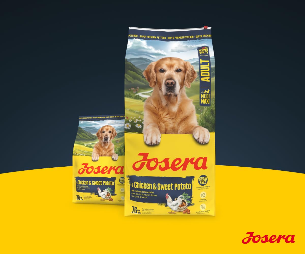JOSERA Adult Poulet & Patate Douce (1 x 12,5 kg) | Croquettes Premium pour Chiens Adultes et Sportifs de Races Moyennes et Grandes | avec Pois et sans Pommes de Terre | sans céréales | Pack 1