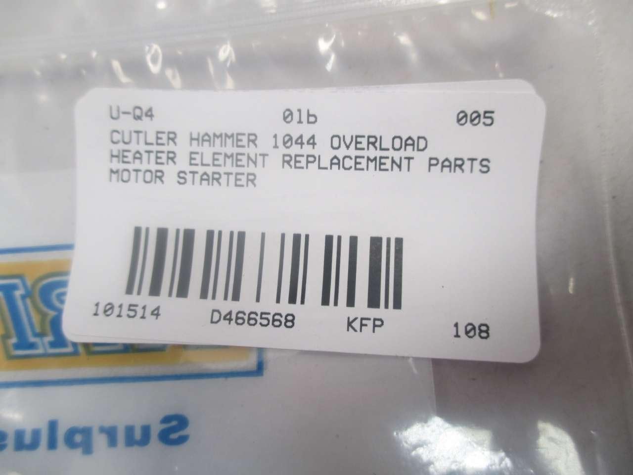 NEW CUTLER HAMMER H1044 OVERLOAD HEATER ELEMENT MOTOR STARTER D466568