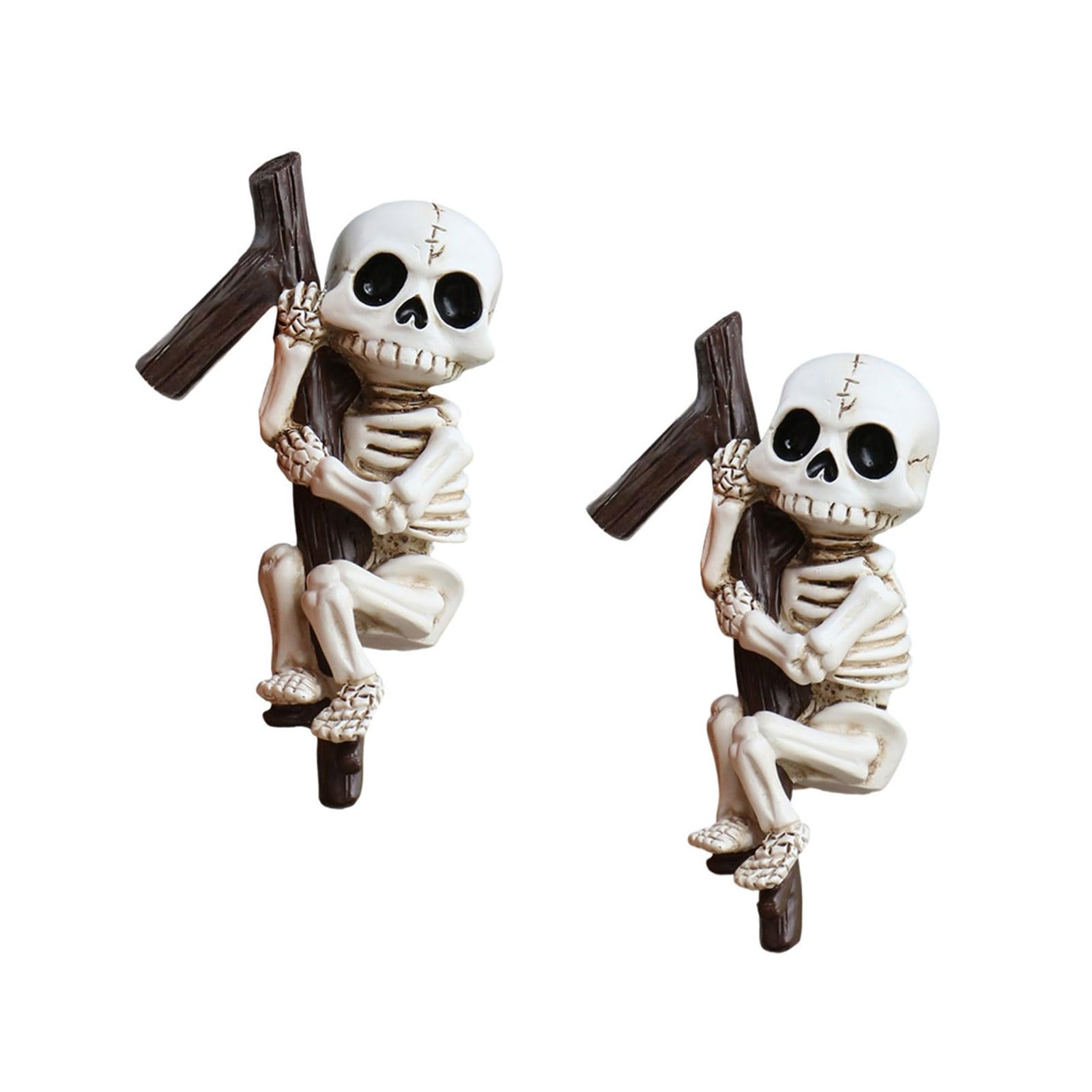 ordinarYone 2Pcs Halloween Hanging Skeleton Flower Pots Huggers Figurines for Home Garden Decoration Resins Planter Hanging Statue