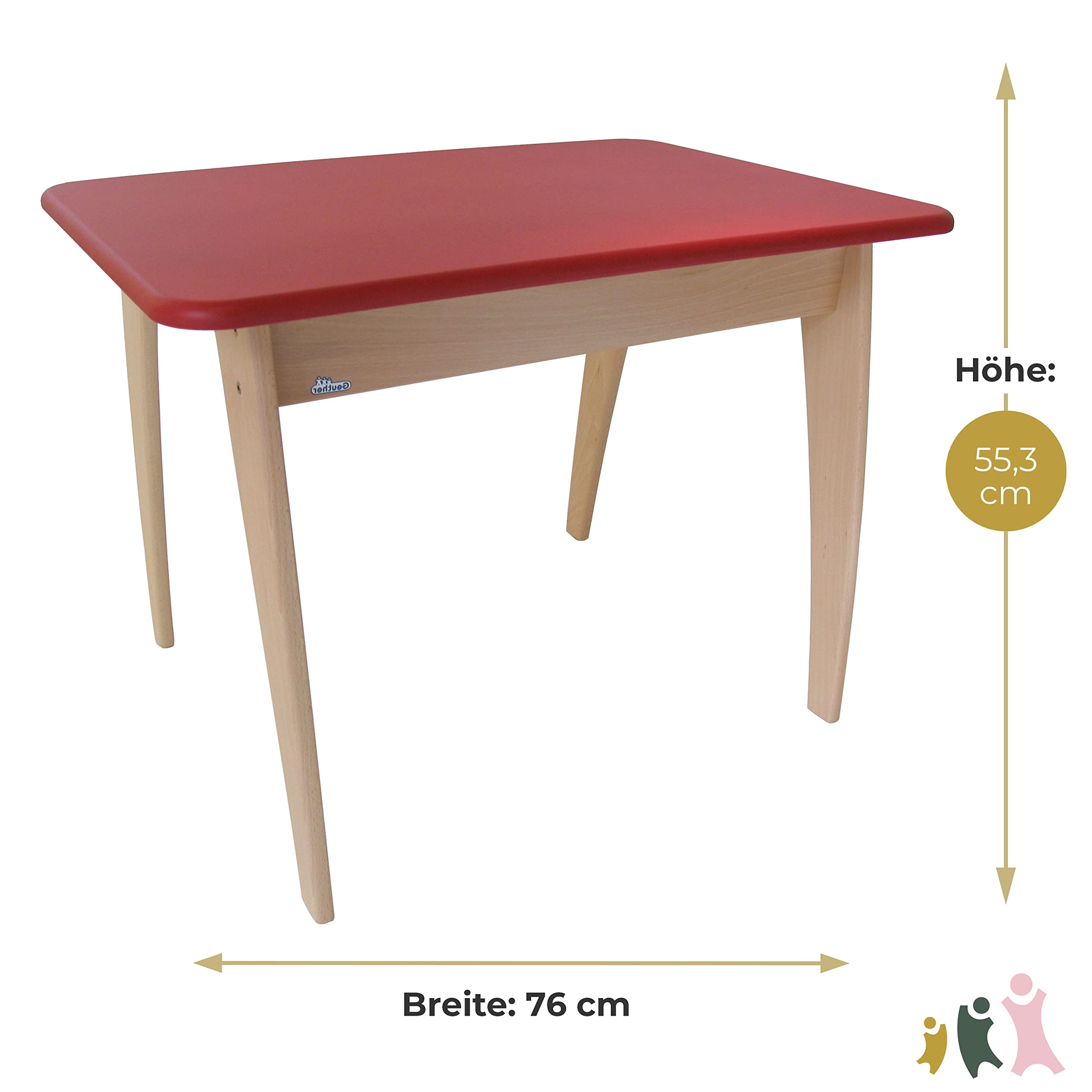 Geuther Tisch Bambino Höhe 55 cm Buche-Massivholz Ideales Kinderzimmerzubehör bis 6 Jahre Passender Spieltisch Bambino Möbeln Bunt