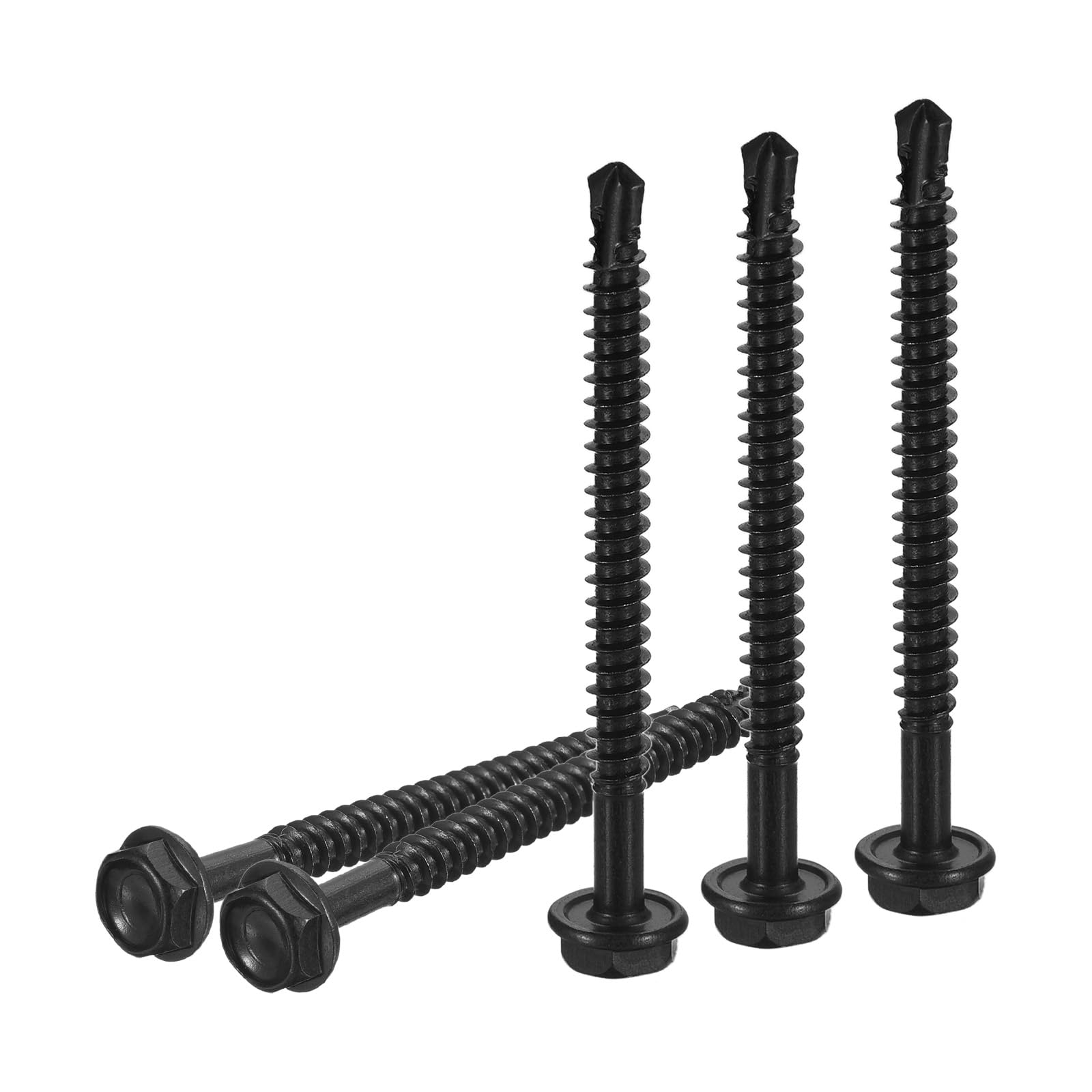 DTGN #10x2-1/4" Hex Washer Head Self Drilling Screws, 50Pack, Good for Machine, 410 Stainless Steel Black Oxide