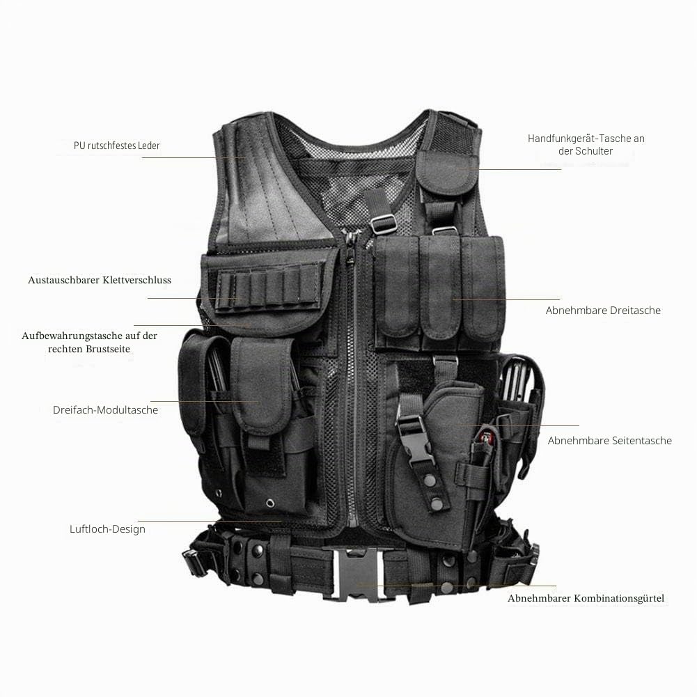 Taktische Weste,Verstellbare CS Airsoft-Weste,Für Outdoor Camping Jagd Angeln Wanderung Airsoft Kriegsspiel Militärgeräte