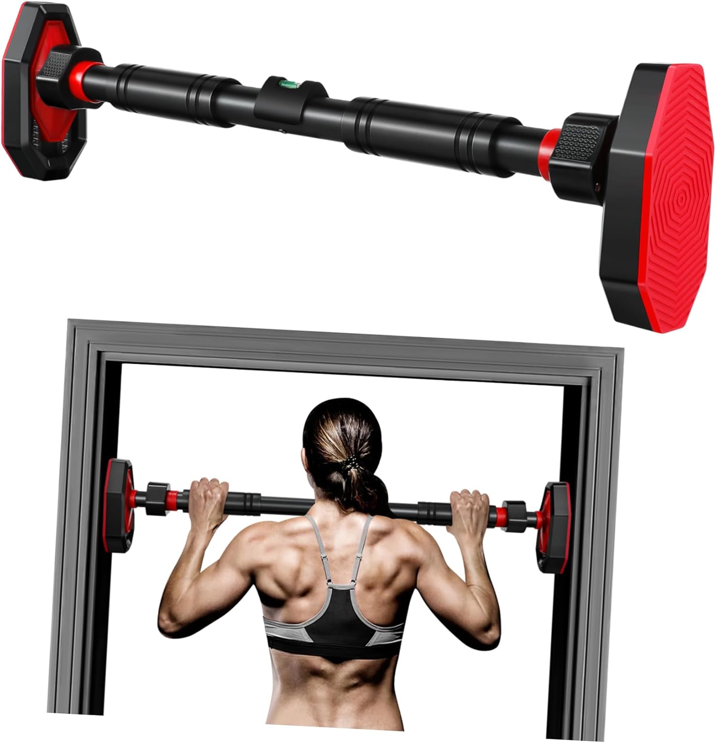 Adjustable No Drill Pull Up Bar for Door Frames Portable Indoor Strength Training Equipment for Home Fitness Multi Functional Gym Tool for Pull Ups and Stretching Fits Doorways