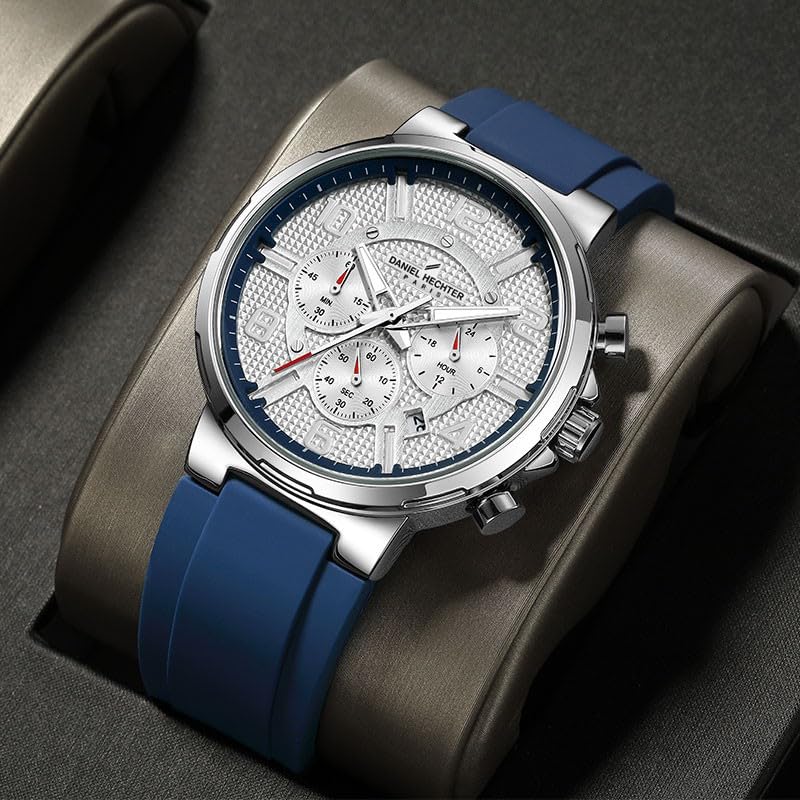 Image of Daniel Hechter Paris Beaubourg Collection Multifunctional Watch for Men with Textured Round Dial and Silicon Strap-DHM1009
