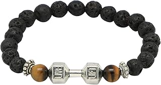 Live Lift Bracelet Made Of Volcanic And Tiger Eye Stone , 18Cm , Unisex , Black