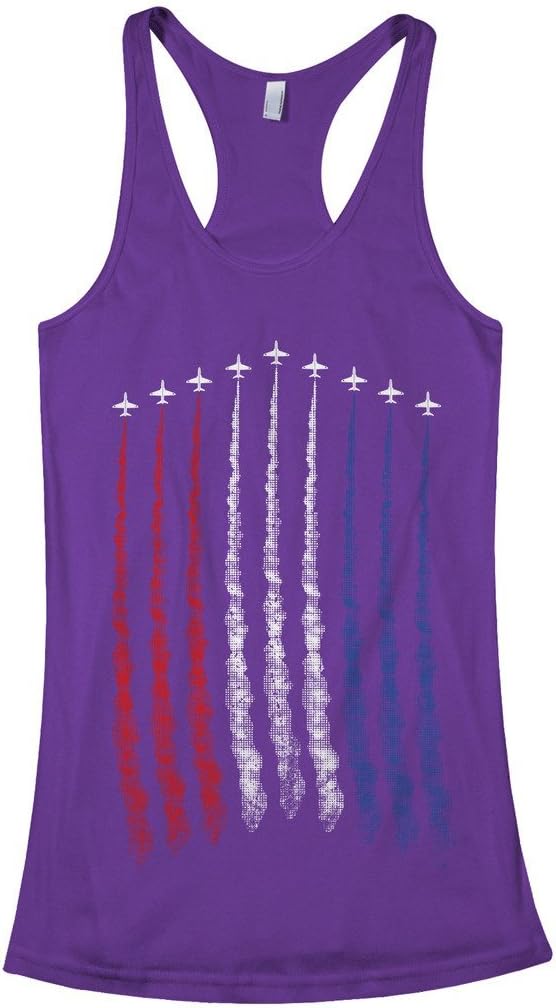 Threadrock Women's Red White Blue Air Force Flyover Racerback Tank Top