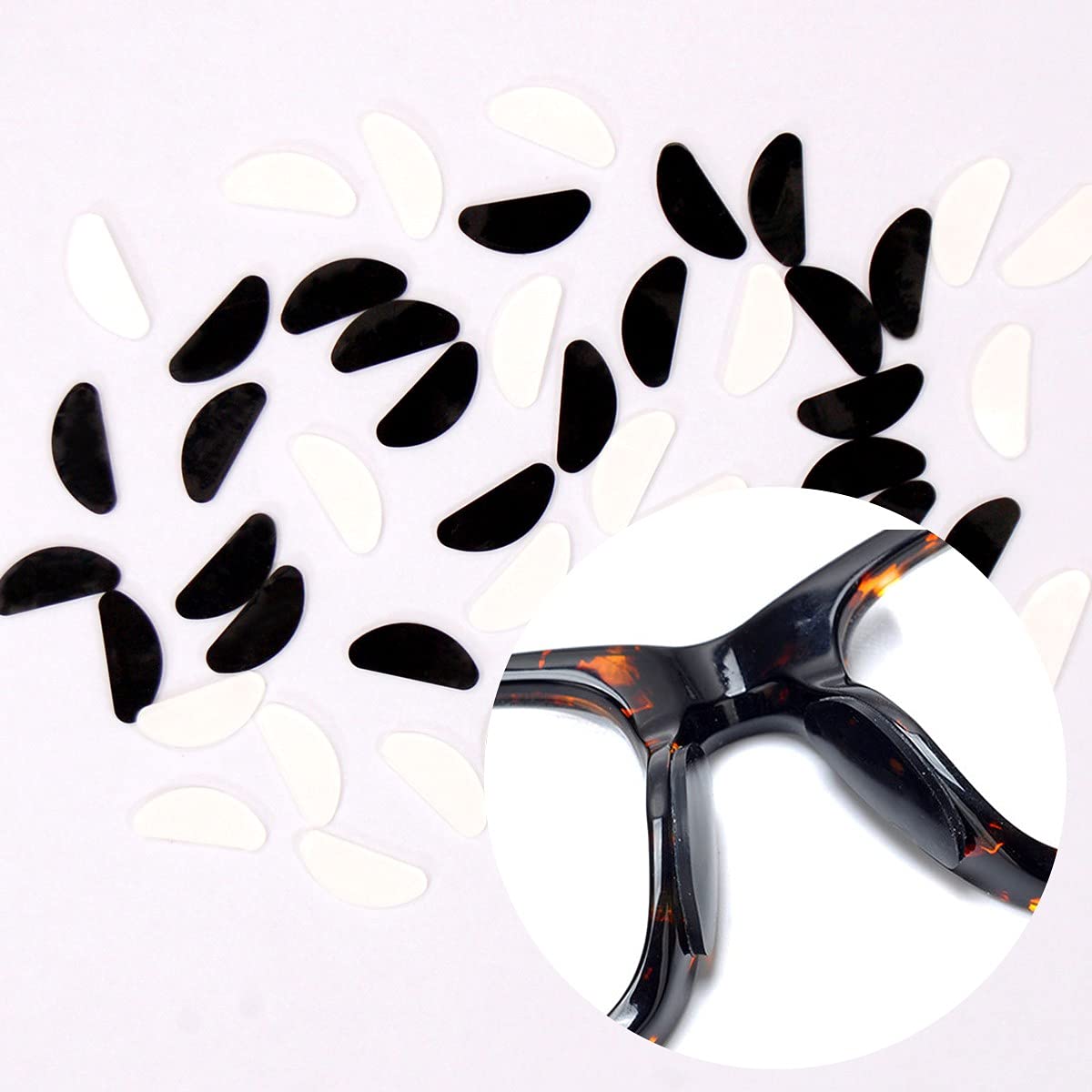 20 Paia Naselli Silicone Per Occhiali - Autoadesivi Trasparenti E Neri - Foto 9