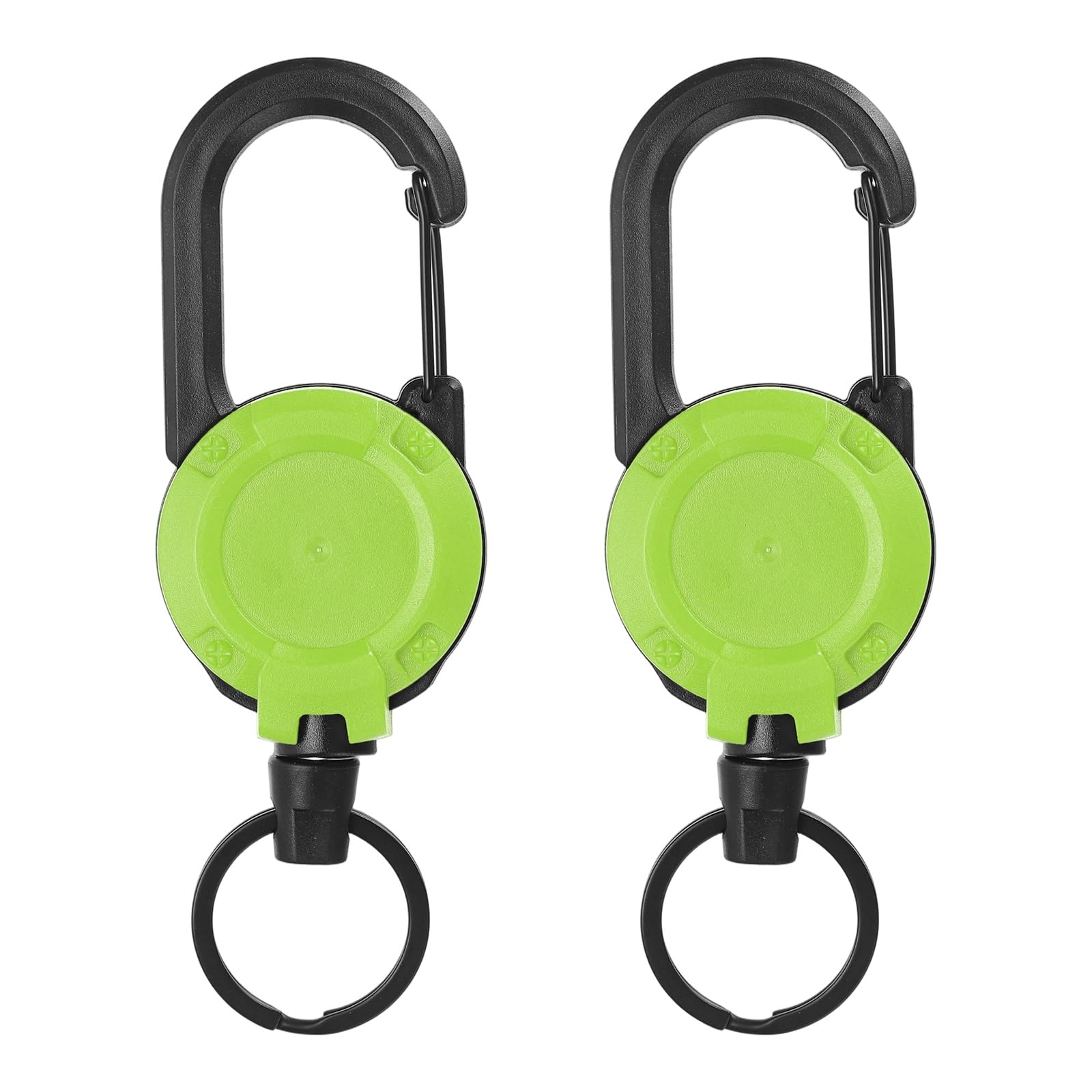 PATIKIL Retractable Keychain, 2Pcs Heavy Duty Retractable ID Badge Holder Badge Reel Key Chain Clip with 23.6" Steel Cord Landyard for Key Fishing Cycling Hiking Backpack Fluorescent Green