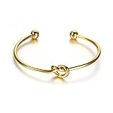 Bridesmaid Proposal Gifts, Stainless Steel Tie The Love Knot Bridesmaid Bracelet with Gift Box Gold