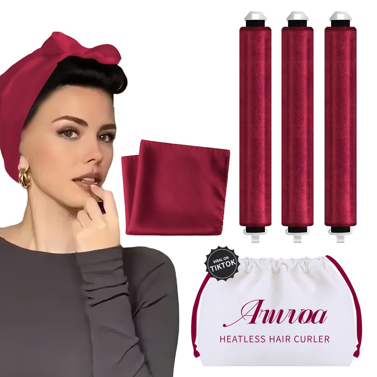 Heatless Hair Curler Heatless Curls Overnight Heatless Blowout with Luxury Cloth Bag Silk Scarf, Curling Rod Headband to Sleep in No Heat Curling with