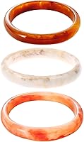 MYANAIL 3PCS Chunky Acrylic Stackable Bangles for Women - Colorful Marble Resin Cuff Bracelet Set, Bold Geometric Statement Jewelry