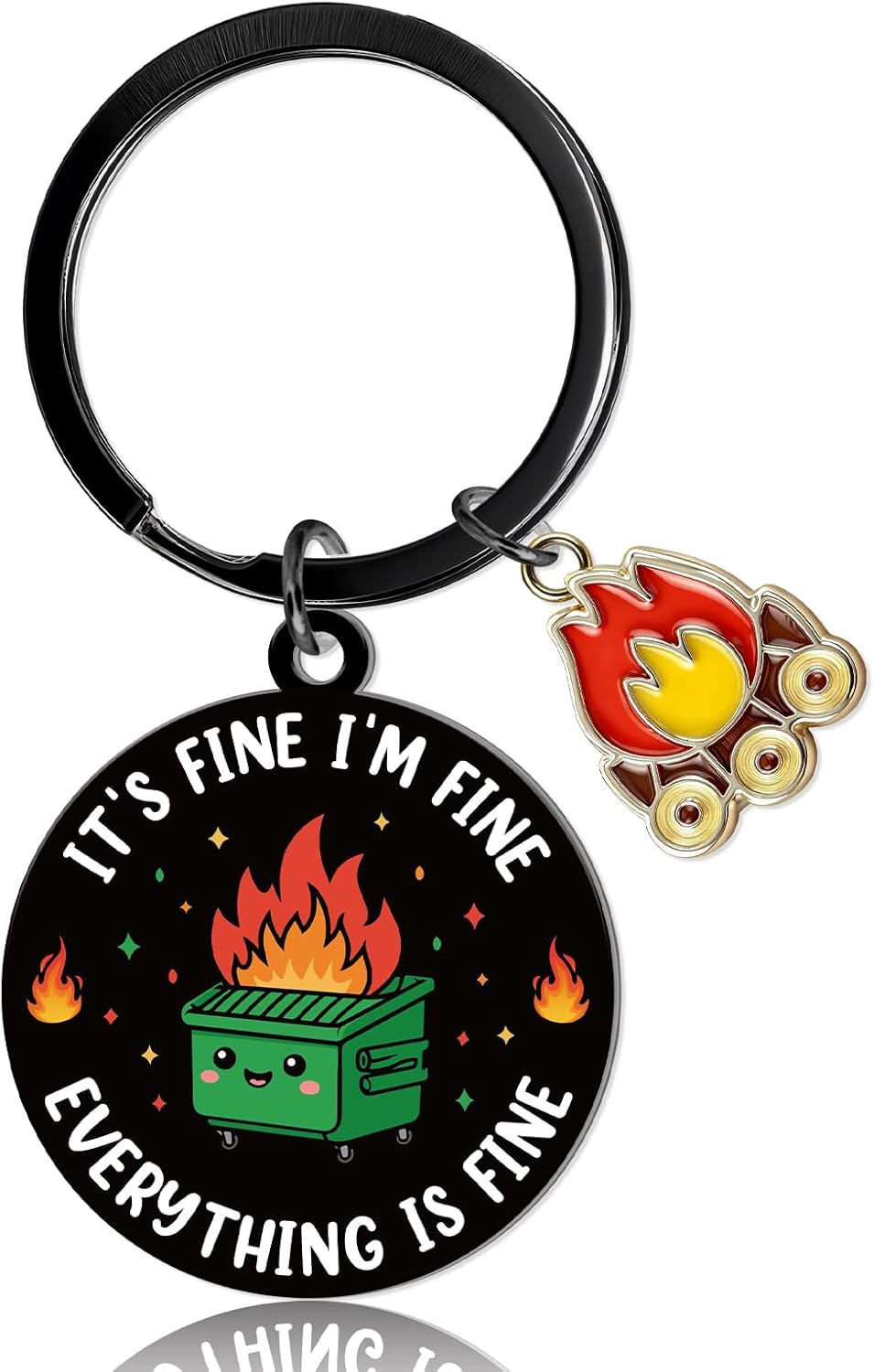 Dumpster Fire Gift Keychain - Funny Novelty Keychain, Christmas Boss Day Thank You Appreciation Office Emotional Support Gifts for Bosses Leader Manager Supervisor Employee Coworkers