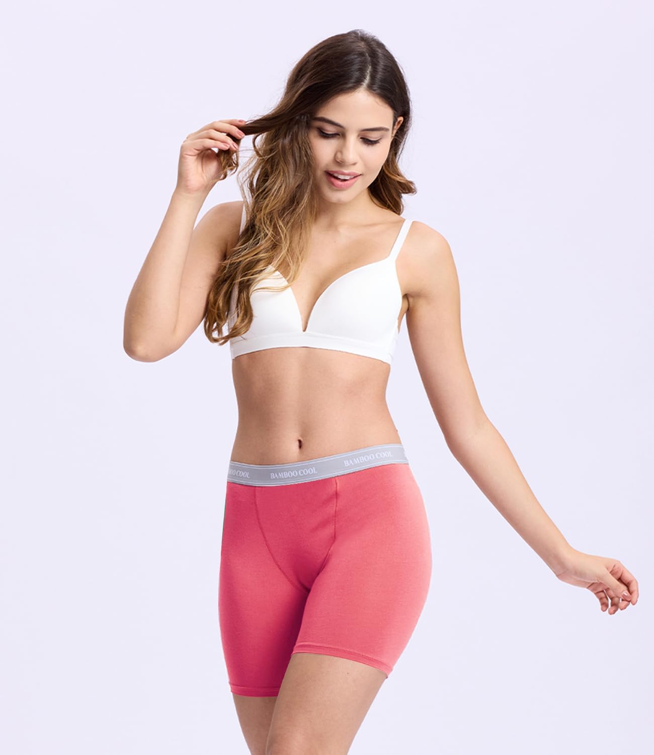 BAMBOO COOL Womens BoyShorts Underwear Full Coverage Ladies Panties High Waisted Boxer Briefs Breathable Stretch 5 Pack - Image 6