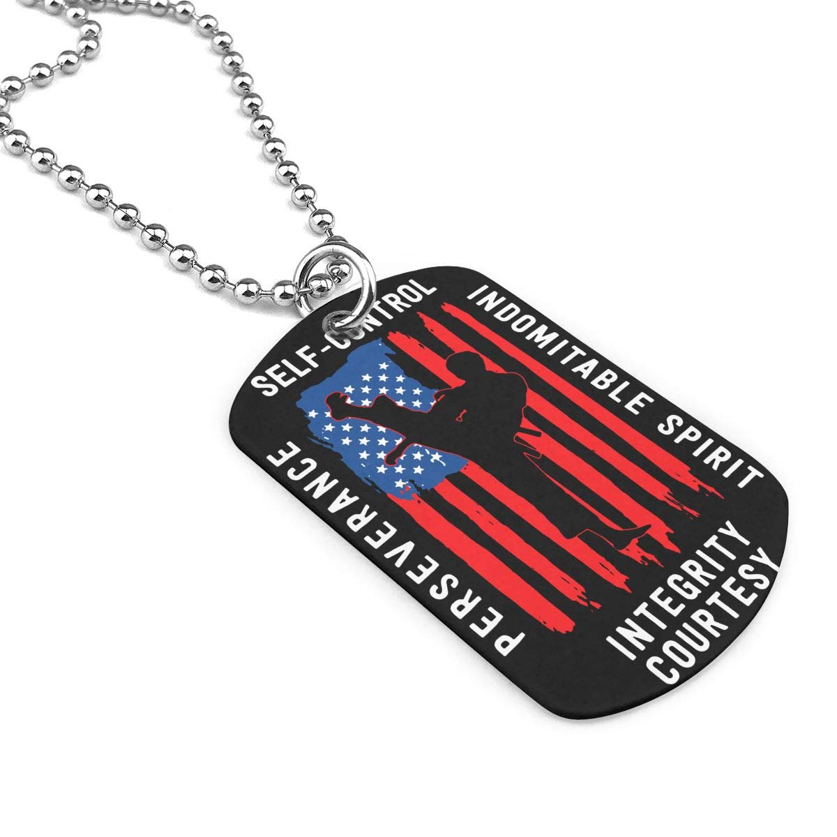 Taekwondo Us Flag Jewelry Pendant Military Brand Necklace Metal Dog Tag