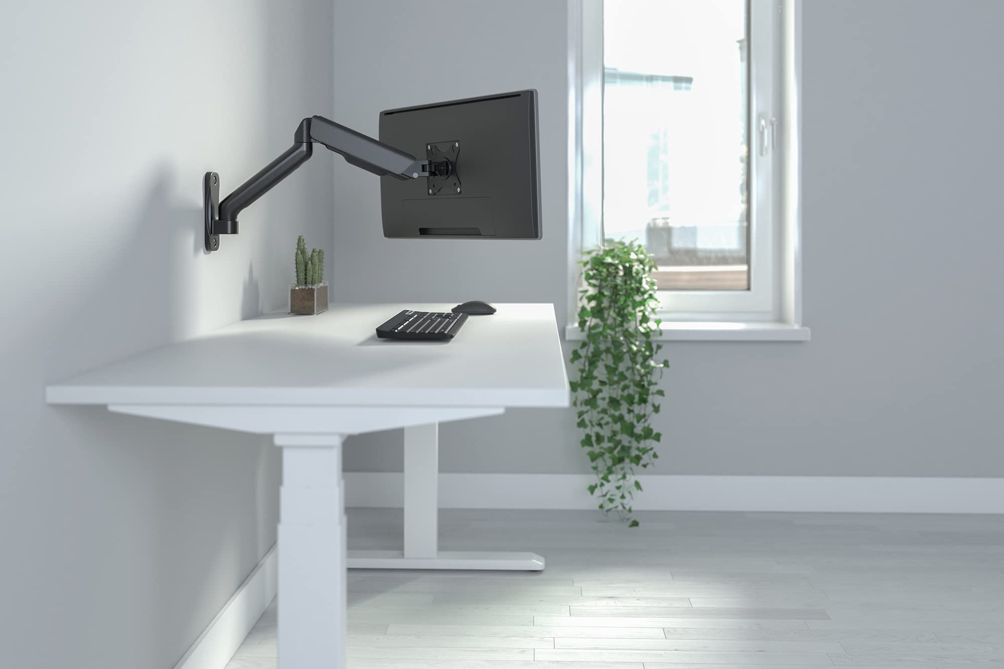 DIGITUS Soporte de Pared para Monitor con Muelle presión de Gas y Brazo Giratorio - para Pantallas 15-32" - 9 kg Carga máx. - VESA máx. 100x100 - Giratorio, inclinable, rotativo y Regulable en Altura