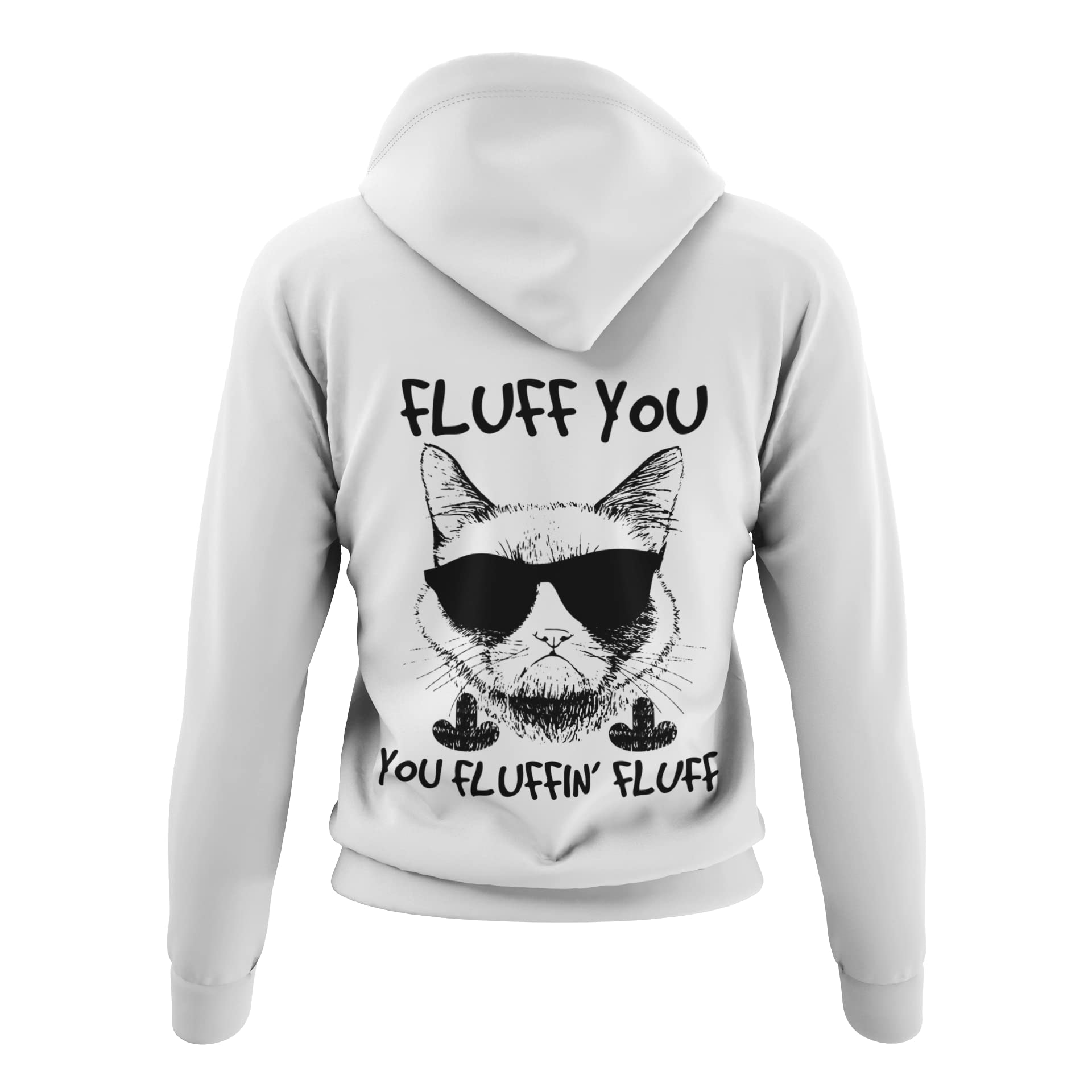 Miękka damska bluza z kapturem z nadrukiem - luff You Fluffin Fluffin - słodki kot, sweter dla miłośników zwierząt, bluza z kapturem z zabawnym kotem i zabawnym napisem w rozm. XS-XXXL