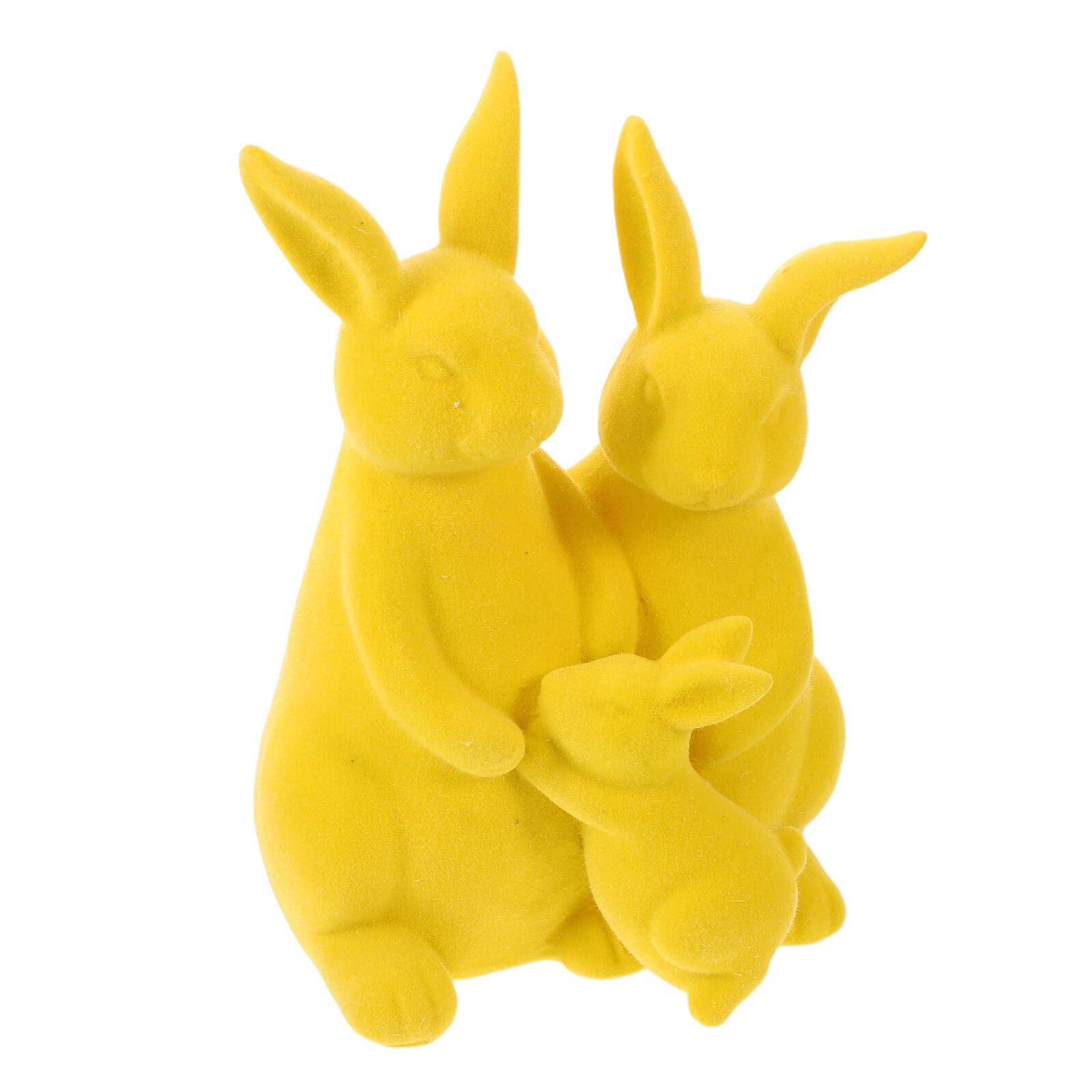 TOYANDONA Statuina Coniglietto Floccato in Resina Giallo, Decorazione Pasquale da Tavolo Rustica per Casa, Giardino e Ufficio, Ornamento Primaverile per Centrotavola e Scrivania