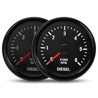 Diesel RPM Tachometer 2-1/16" 52mm Automotive Tacho Gauge for Car Interior 0-6000RPM 2" RPM Meter for 2-8 Cylinder Diesel Engine 12V