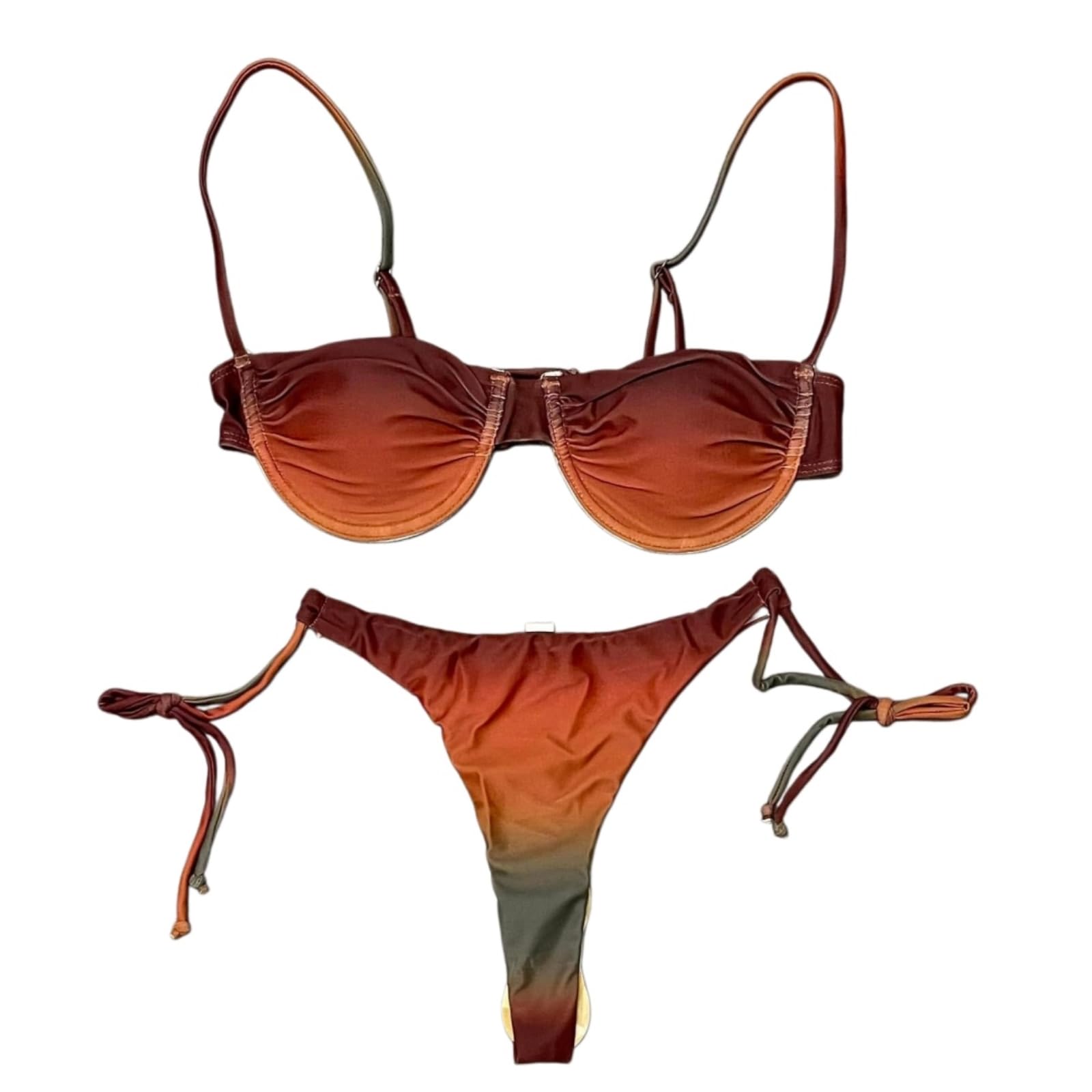 Bikini Donna Ombre Set Underwire Due Pezzi Costume da Bagno Cravatta Laterale Fondo-bikini8-m