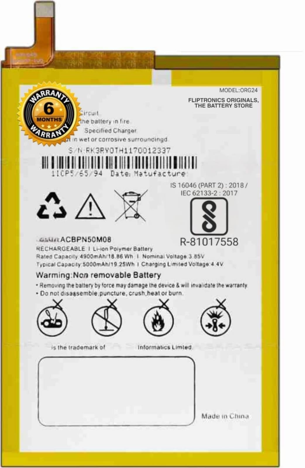 Original ACBPN50M08 Battery for Micromax in 2b E7544 Battery with 6 Months Warranty **** (B0186)
