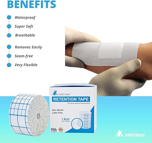 Miniatura 8 de AWD Medical Cinta de retención de vendaje  Médico no tejido, agradable a la piel, cinta adhesiva para vendaje de heridas, cinta médica para el