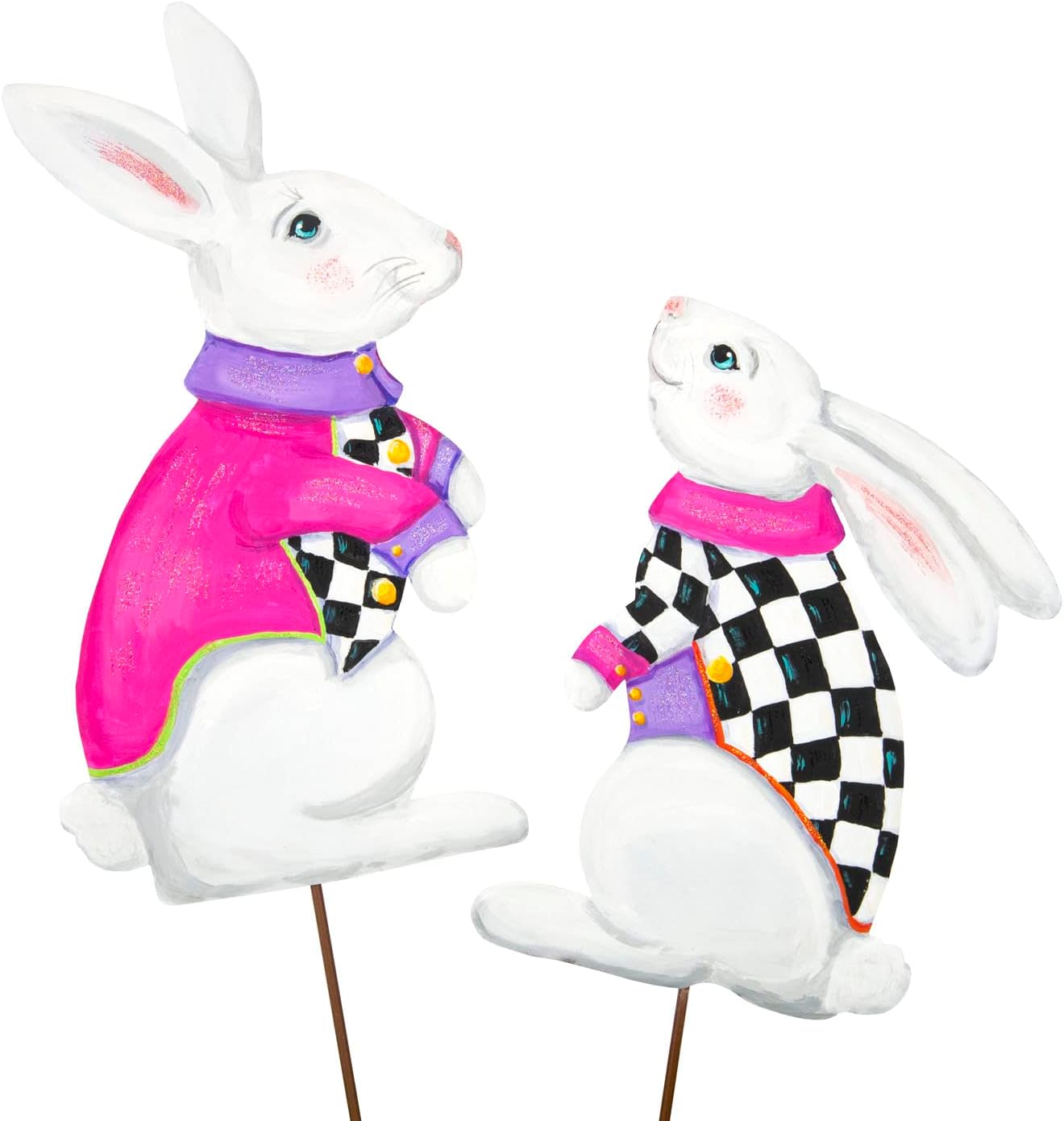 The Round Top Collection - Elegant Rabbits in Sunday Best, Set of 2 - Metal