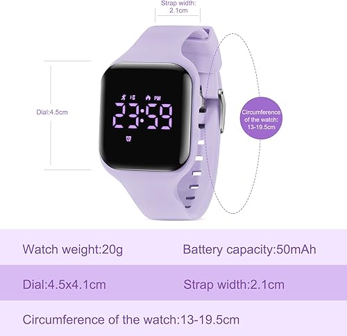Miniatura 6 de Reloj deportivo digital para niñas y niños monitor de actividad física con reloj despertador cronómetro relojes impermeables sin aplicación para