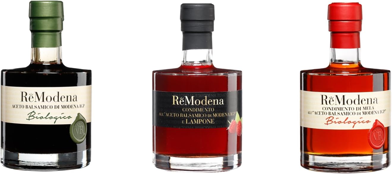 Set ReModena"Balsamic Vinegar of Modena PGI" (Raspberry - Apple Organic - Balsamic Organic) 3 x 250ml - Italian Product