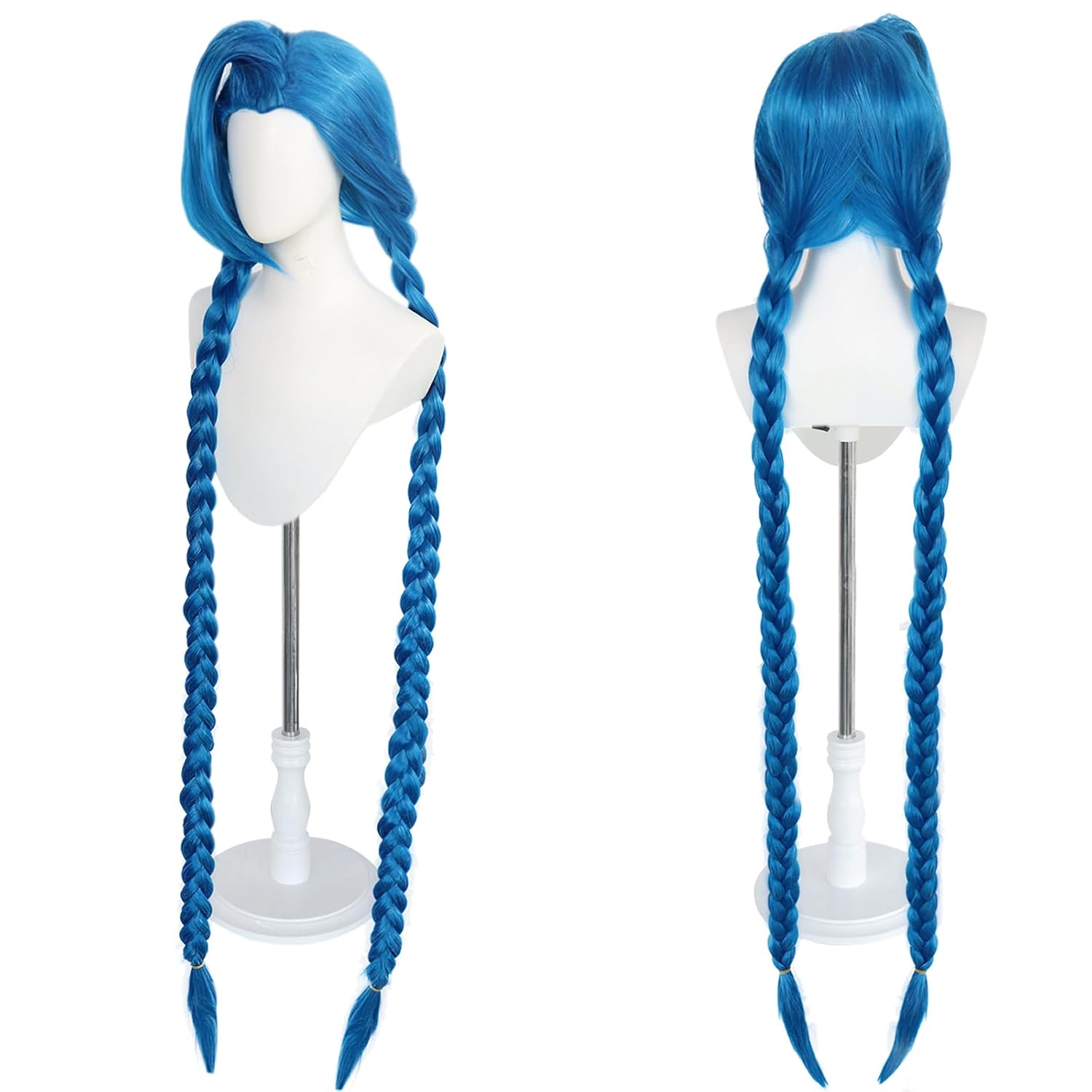 Blue Braid Wig Long Blue Cosplay Wig Braid Anime Hair with Side Bangs Women Girls Heat Resistant Synthetic Hair - Image 2