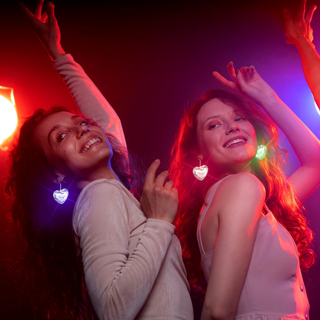 LED Discokugel Ball Ohrringe, Discokugel Kostüm Accessoires, LED Ohrringe, Licht Projektion Ohrringe, Discokugel Schmuck, LED Party Accessoires für Karneval, Mottoparty, 70 80 90er Jahre Outfit Damen