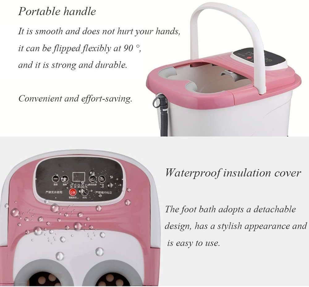 Spa de Pies/Masajeador de Baño con Vibración de Burbujas de Calor, Rodillos de Masaje Pedicura para Pies Cansados ​​Alivio Del Estrés Ayuda a Dormir Uso Doméstico