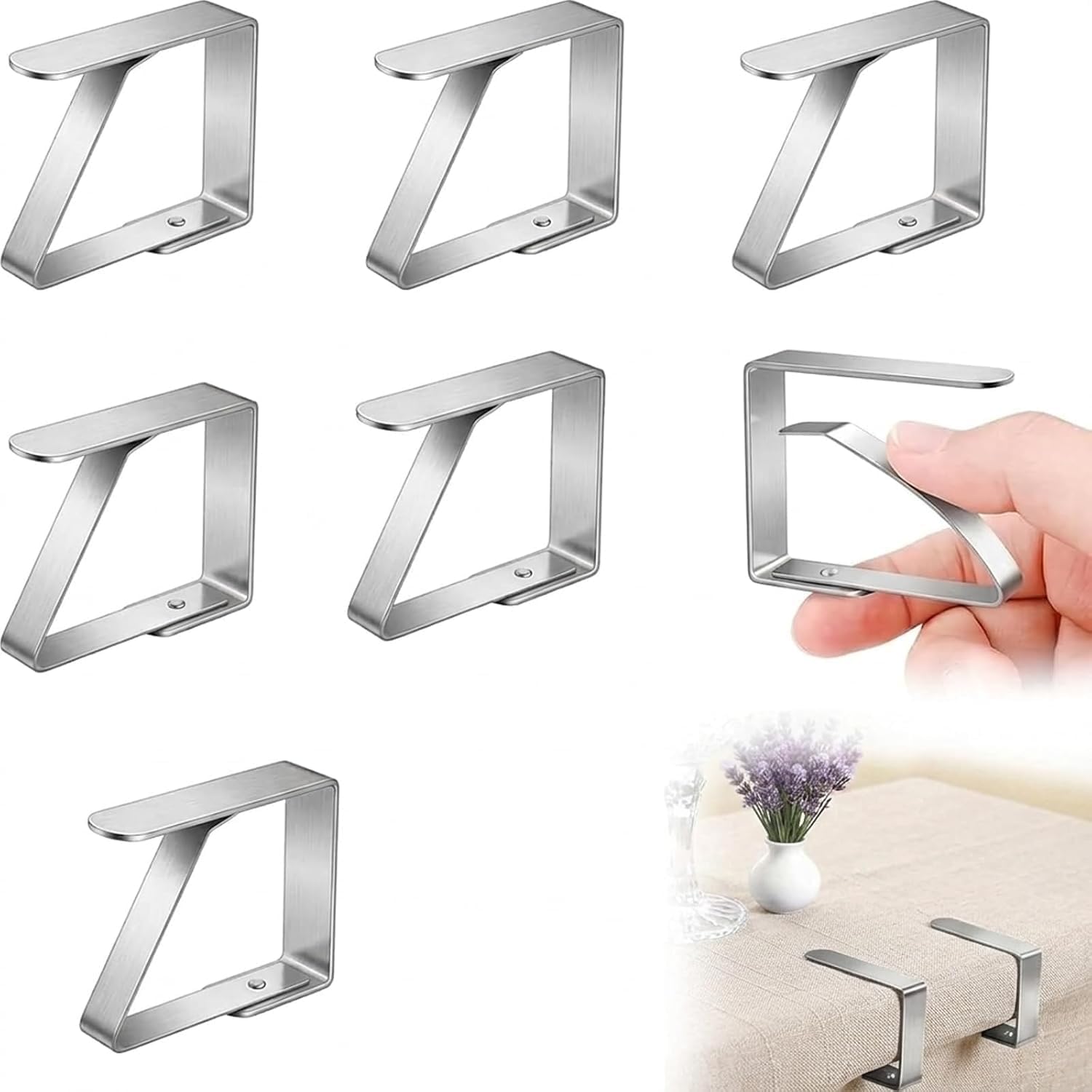 6Pack Stainless Steel Tablecloth Clips, 8 * 7cm Table Cover Clamps (Silver)
